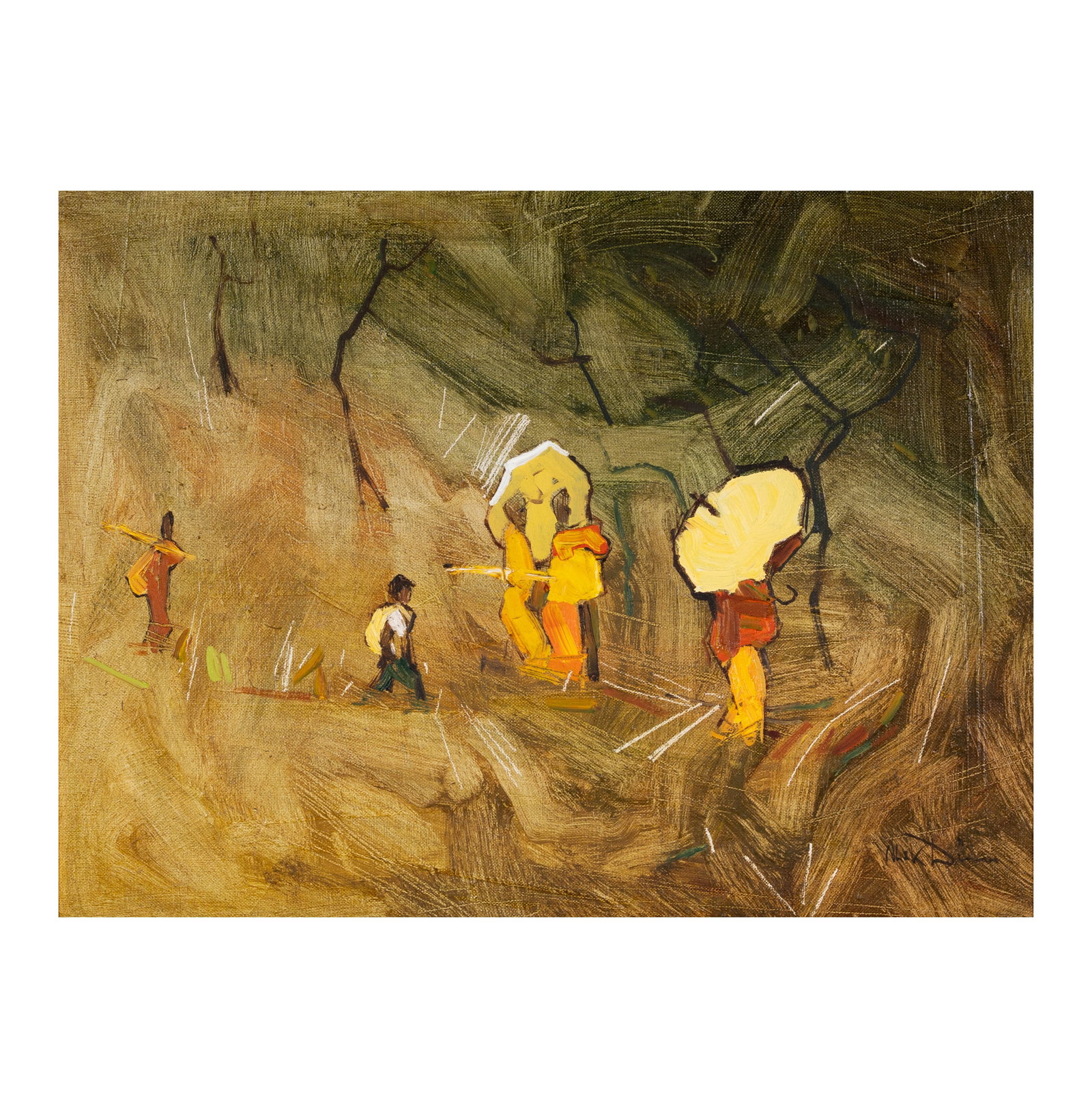 Nhek Dim (1934 - 1978): Figures in Landscape (1 of 9)