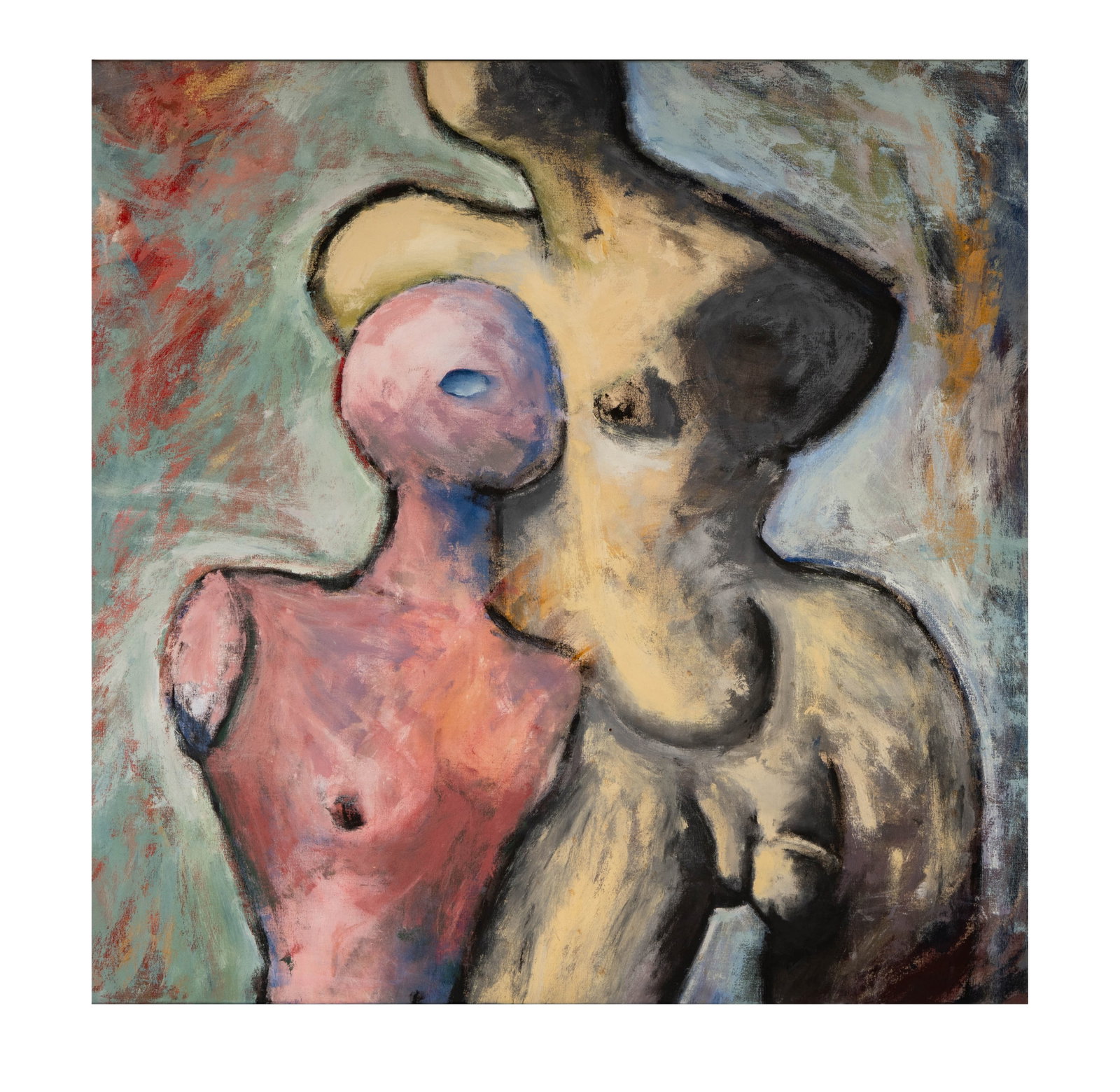 20th Century, Untitled (Abstract Nudes): oil on canvas, signed 'CHAVEZ' verso, 52 x 52 in., frame: 54 x 54 in.