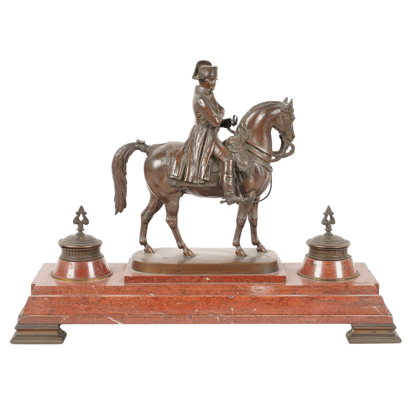 Napoleon Bonaparte Marble and Bronze Inkwell: 19th century, overall: 12 3/4 x 17 3/4 x 7 1/2 in.