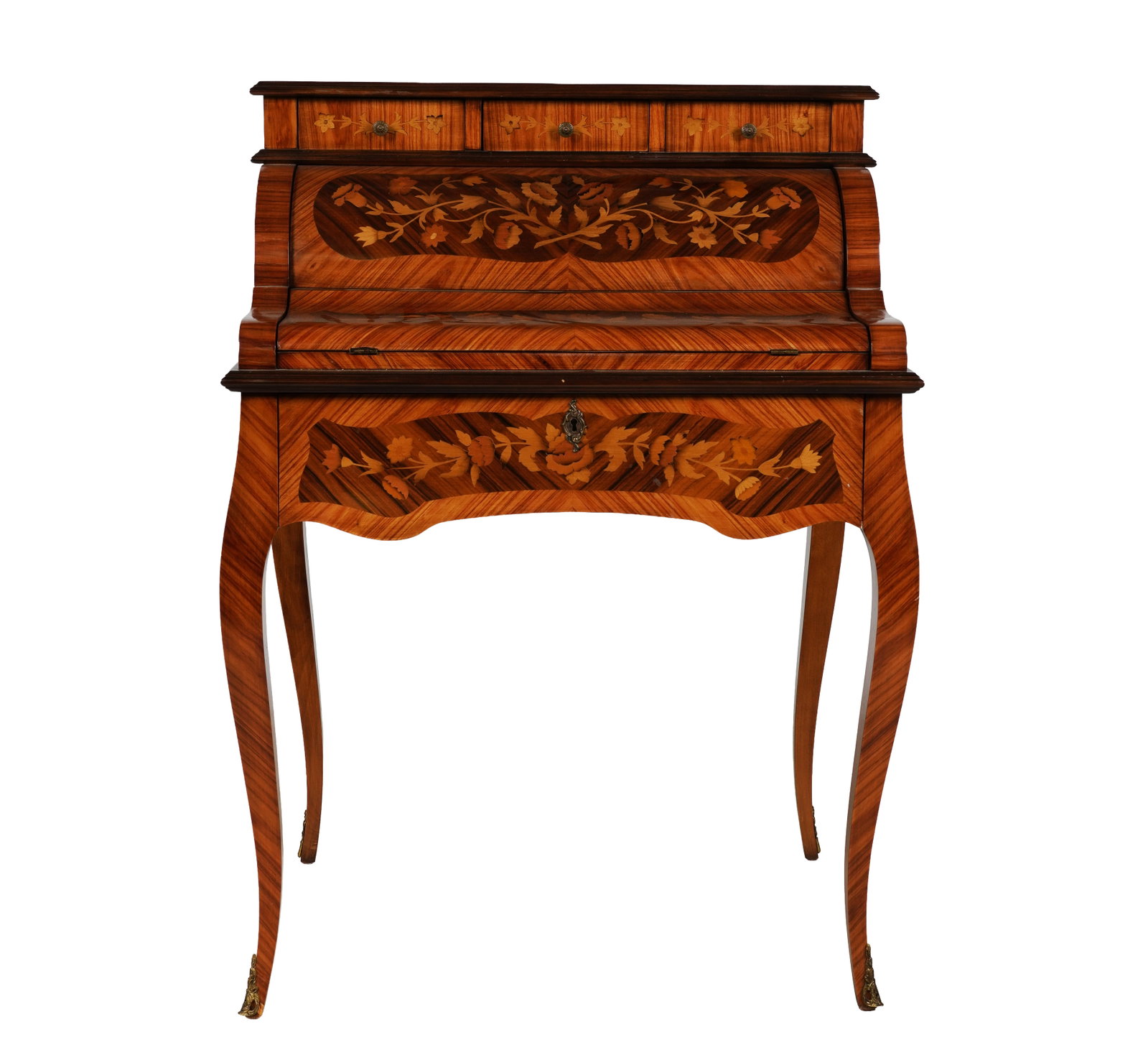 Italian Marquetry Inlaid Cylinder Desk (1 of 9)