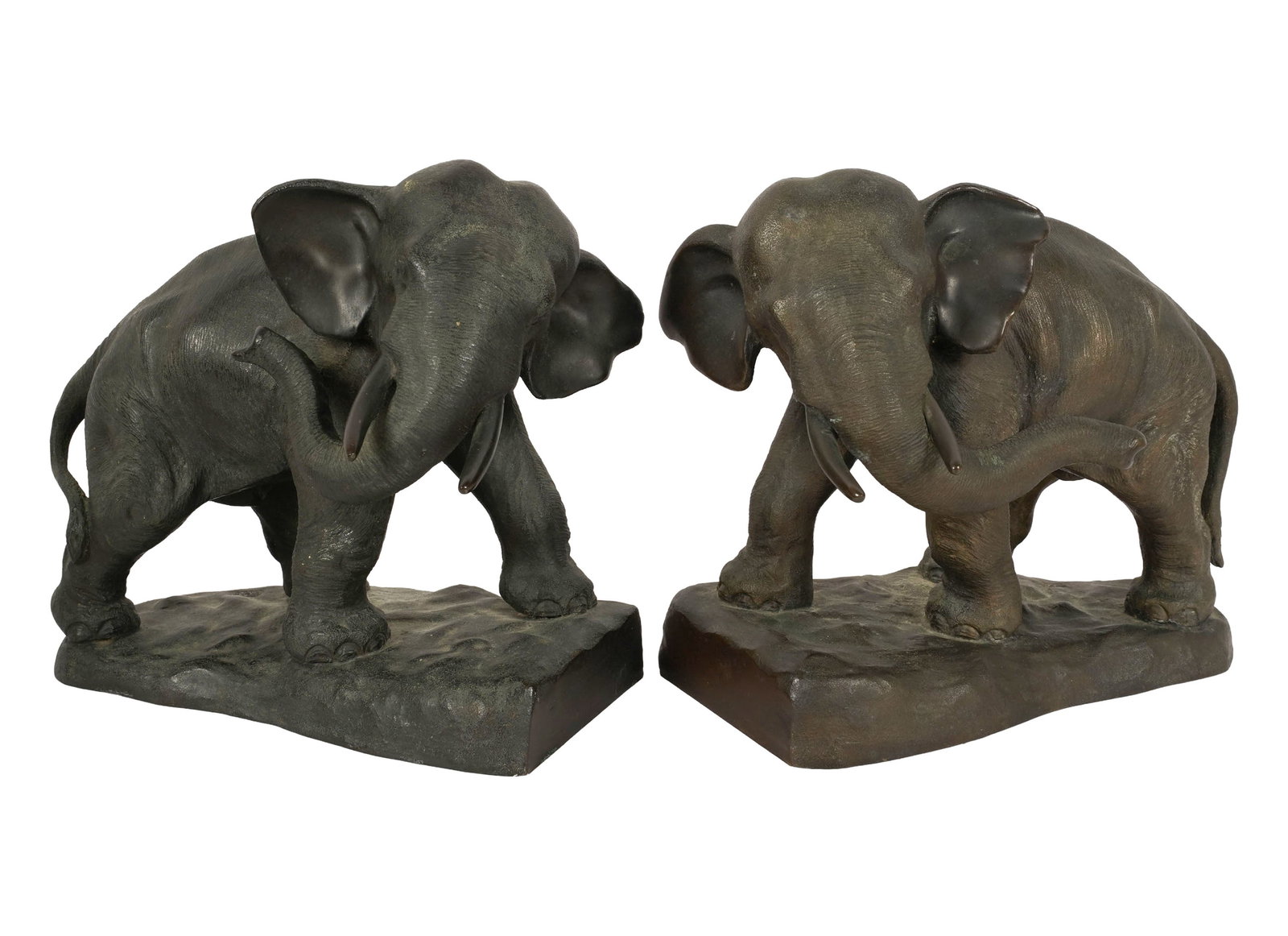 Pair of Japanese Bronze Elephant Bookends (1 of 14)