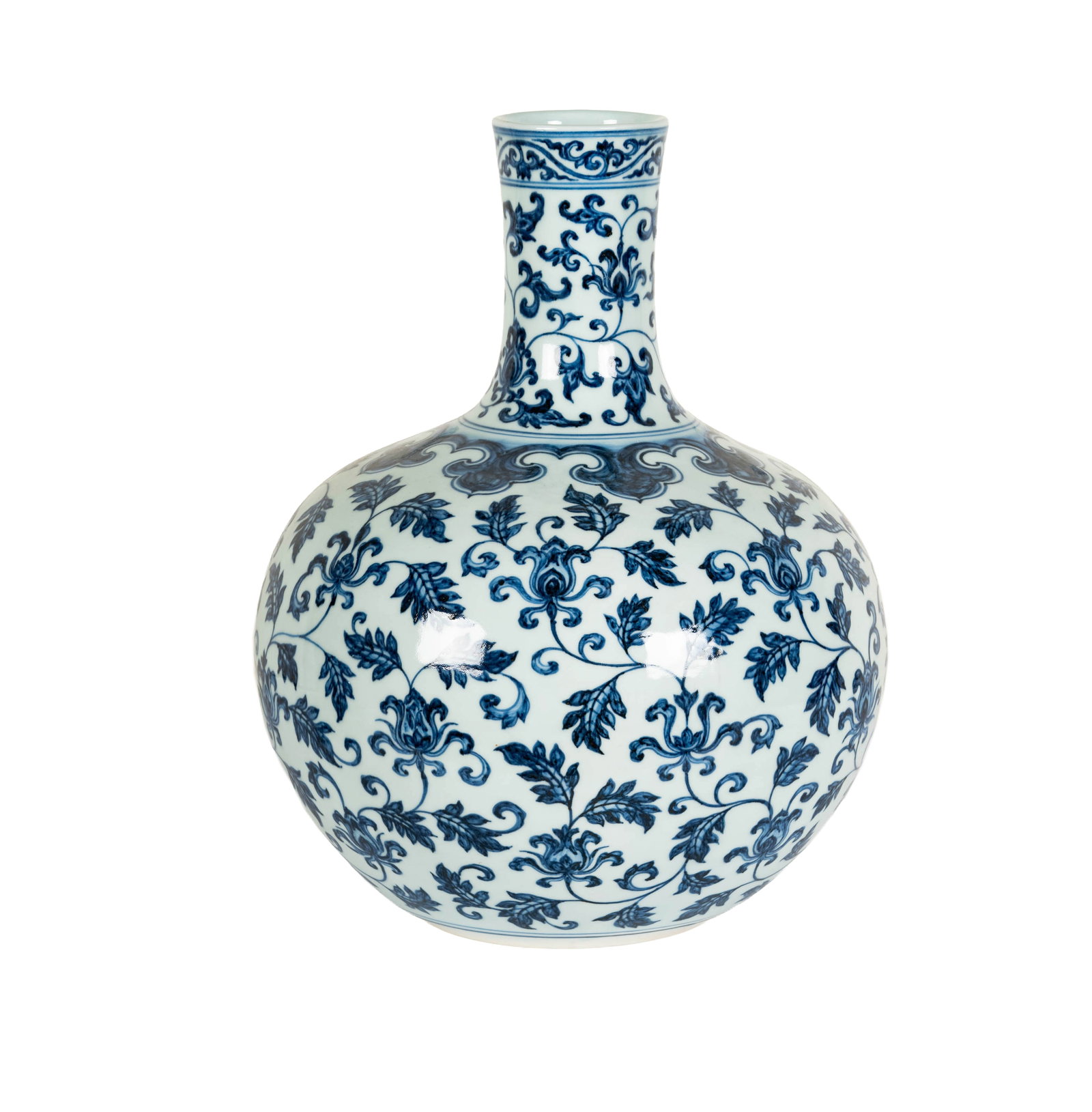 Large Chinese Blue and White Porcelain Vase: unsigned, 18 x 12 in.