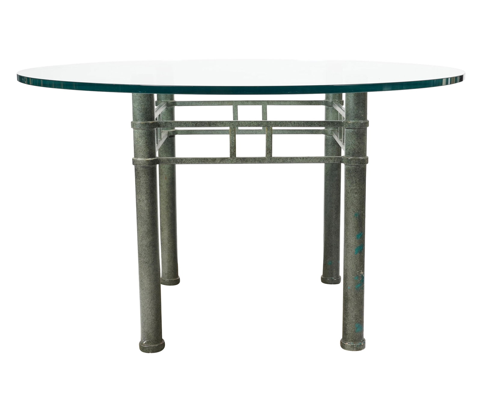 Contemporary Metal Base Round Glass Top Occasional Table (1 of 9)