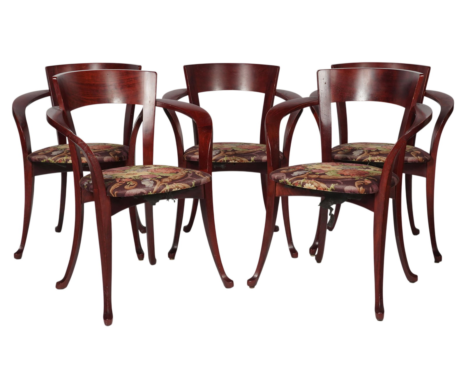 Set of Five Curved-Arm Dining Chairs (1 of 11)