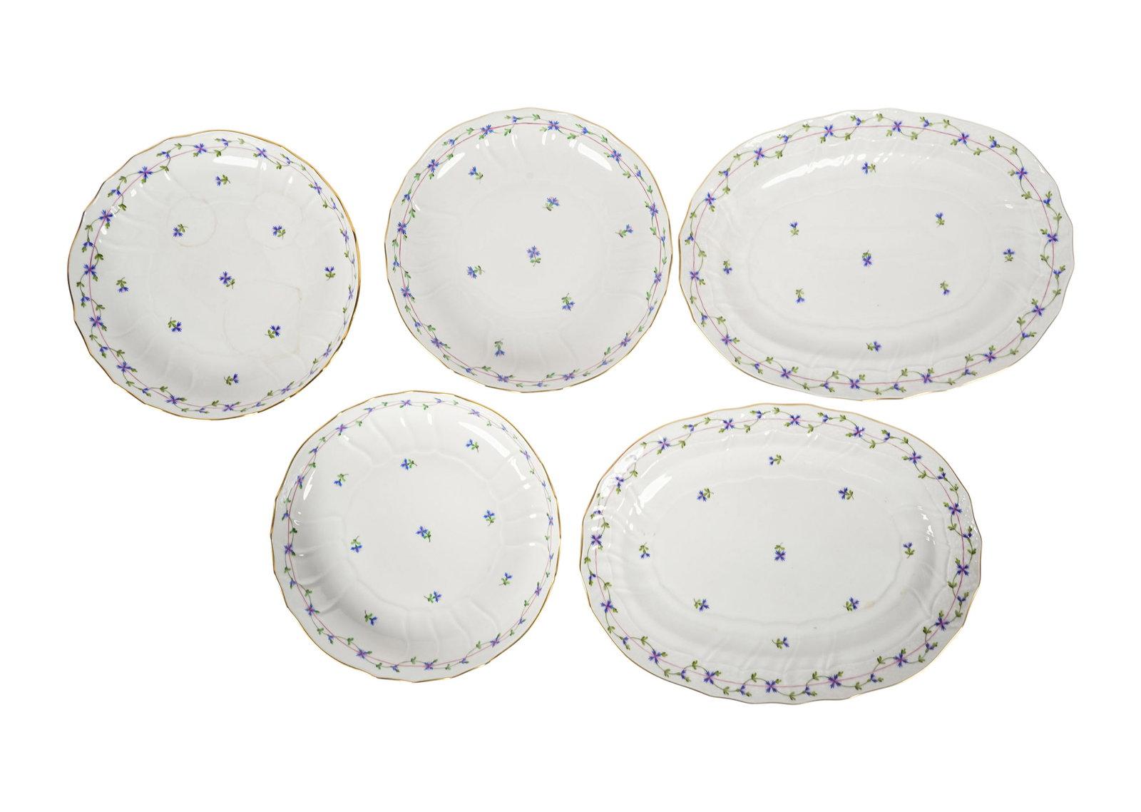 Five Assorted Herend Blue Garland Serving Pieces (1 of 9)