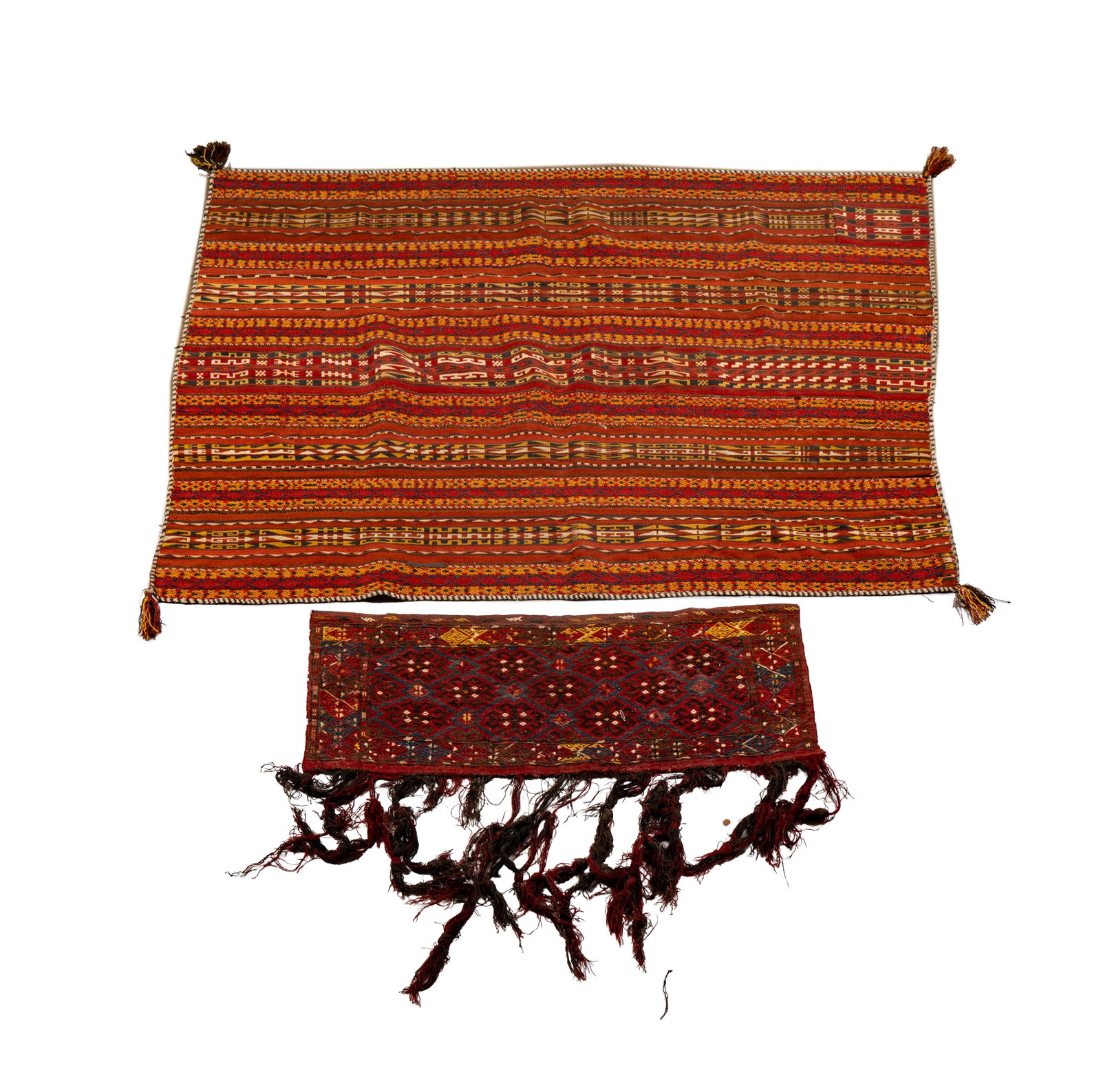 Two Tribal Wall Hangings: largest: 48 x 68 1/2 in.
