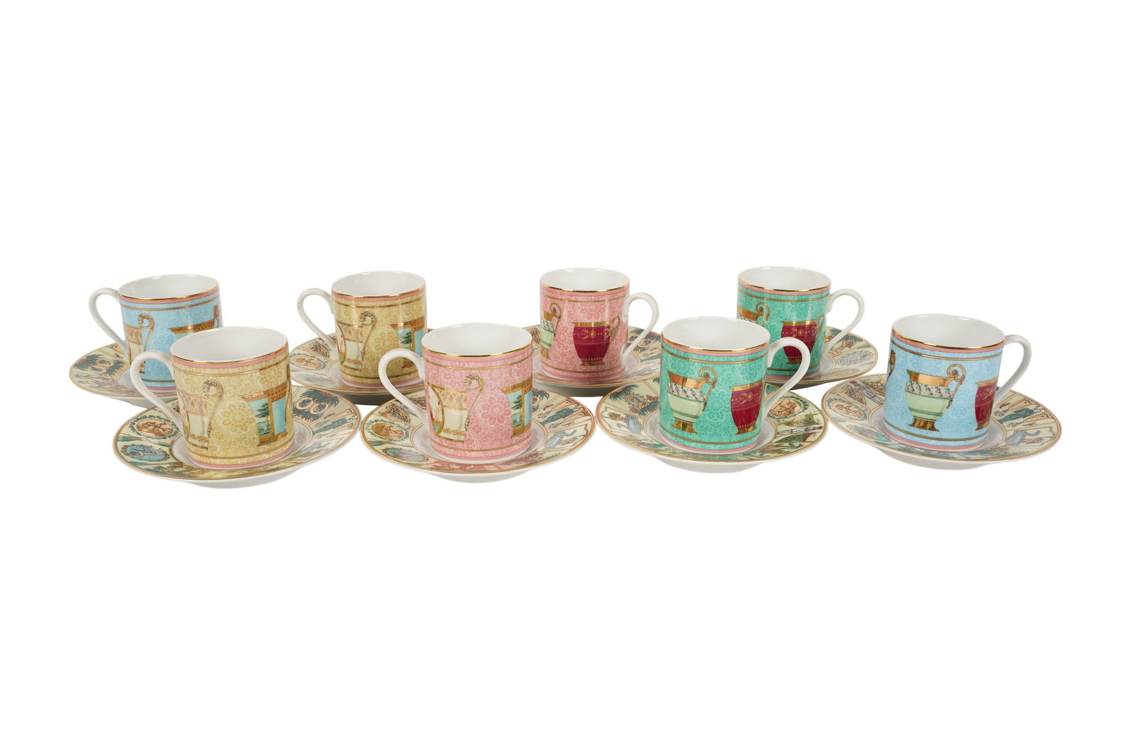 Set of Eight Gucci Porcelain Teacups and Saucers (1 of 13)