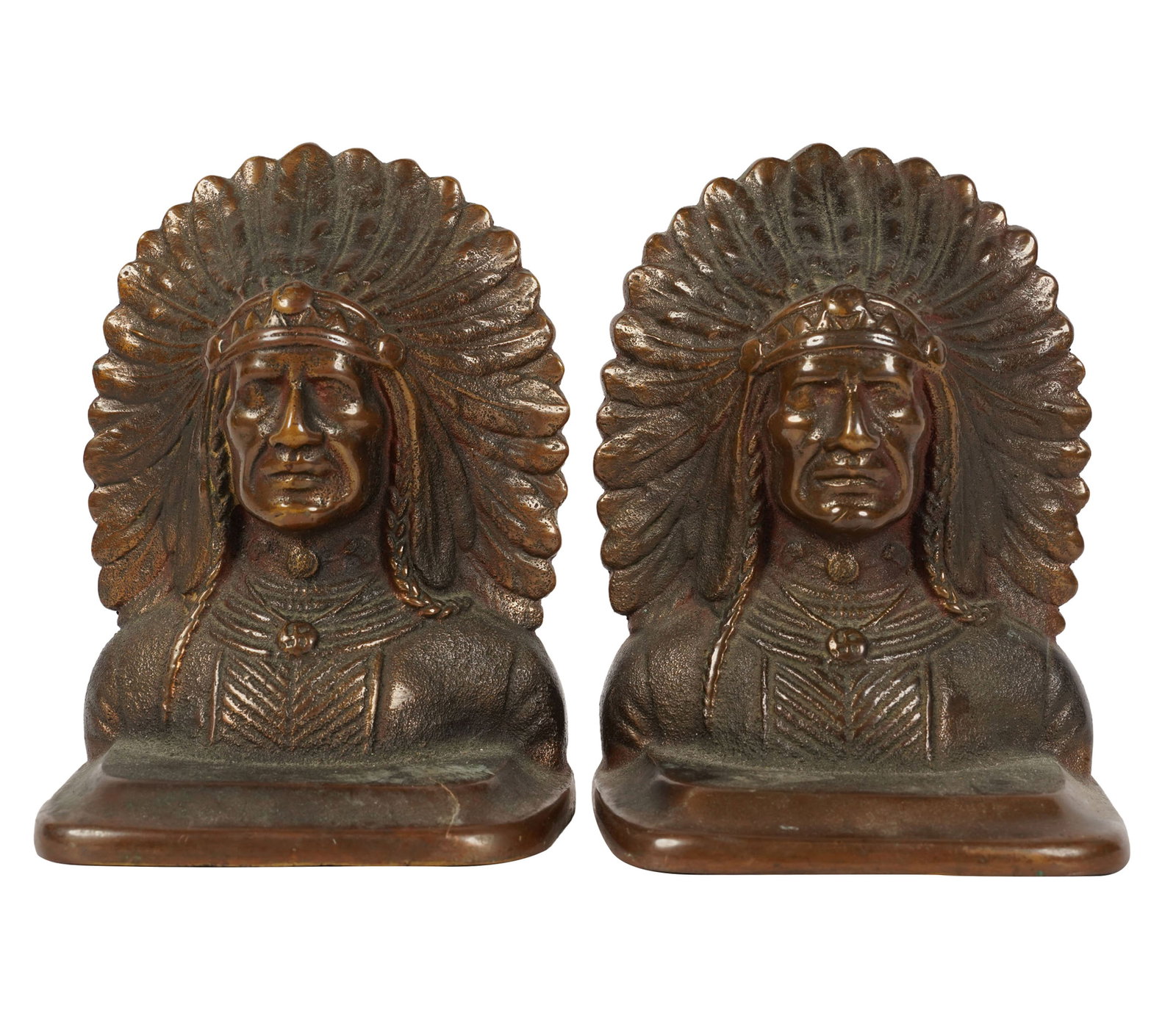 Pair of American Indian Bronze Bookends (1 of 9)