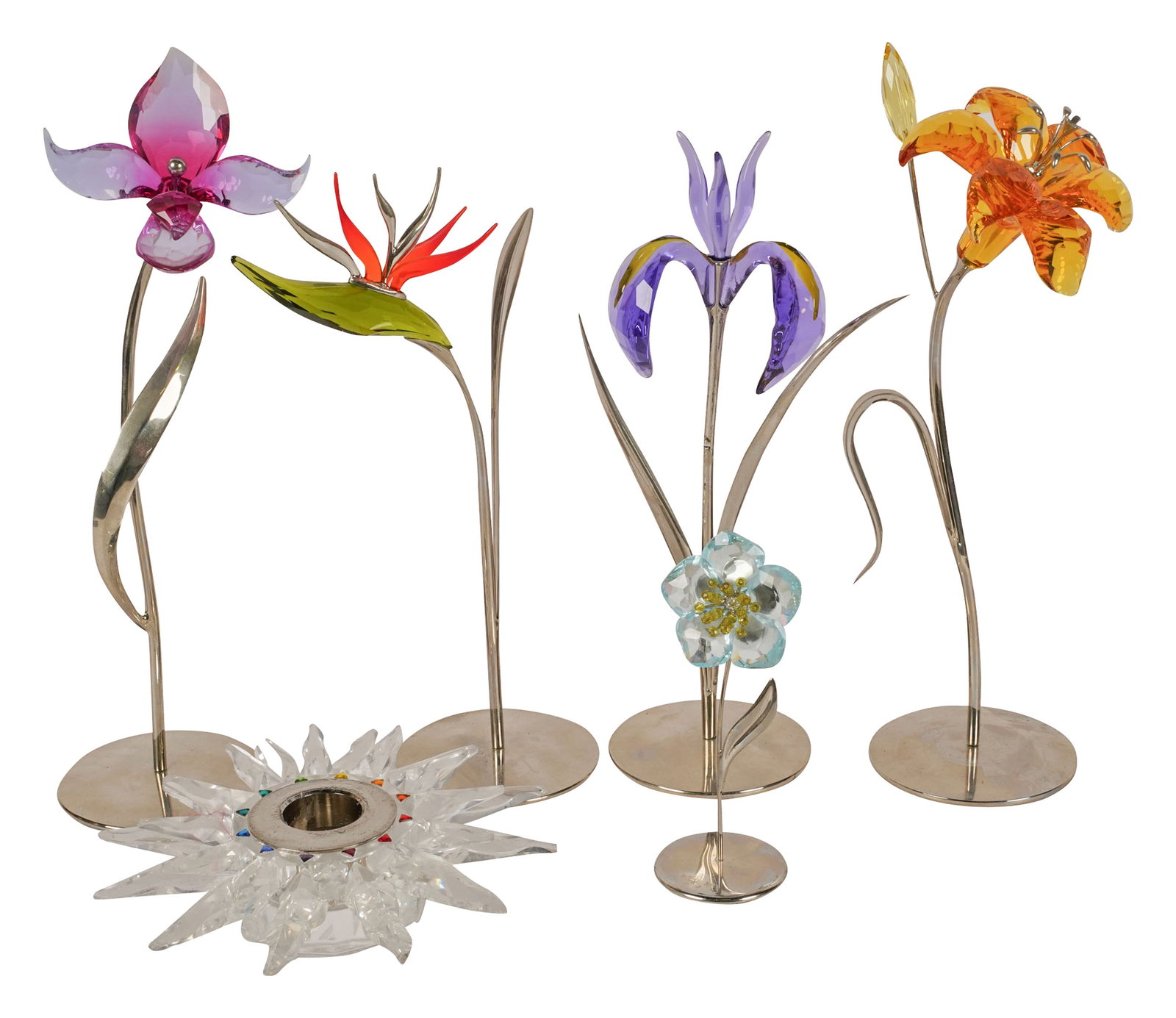 Five Swarovski Crystal and Metal Flower Sculptures (1 of 13)