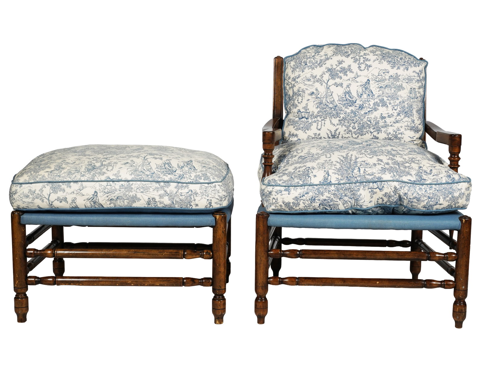 English-Style Armchair with Toile Upholstery (1 of 14)