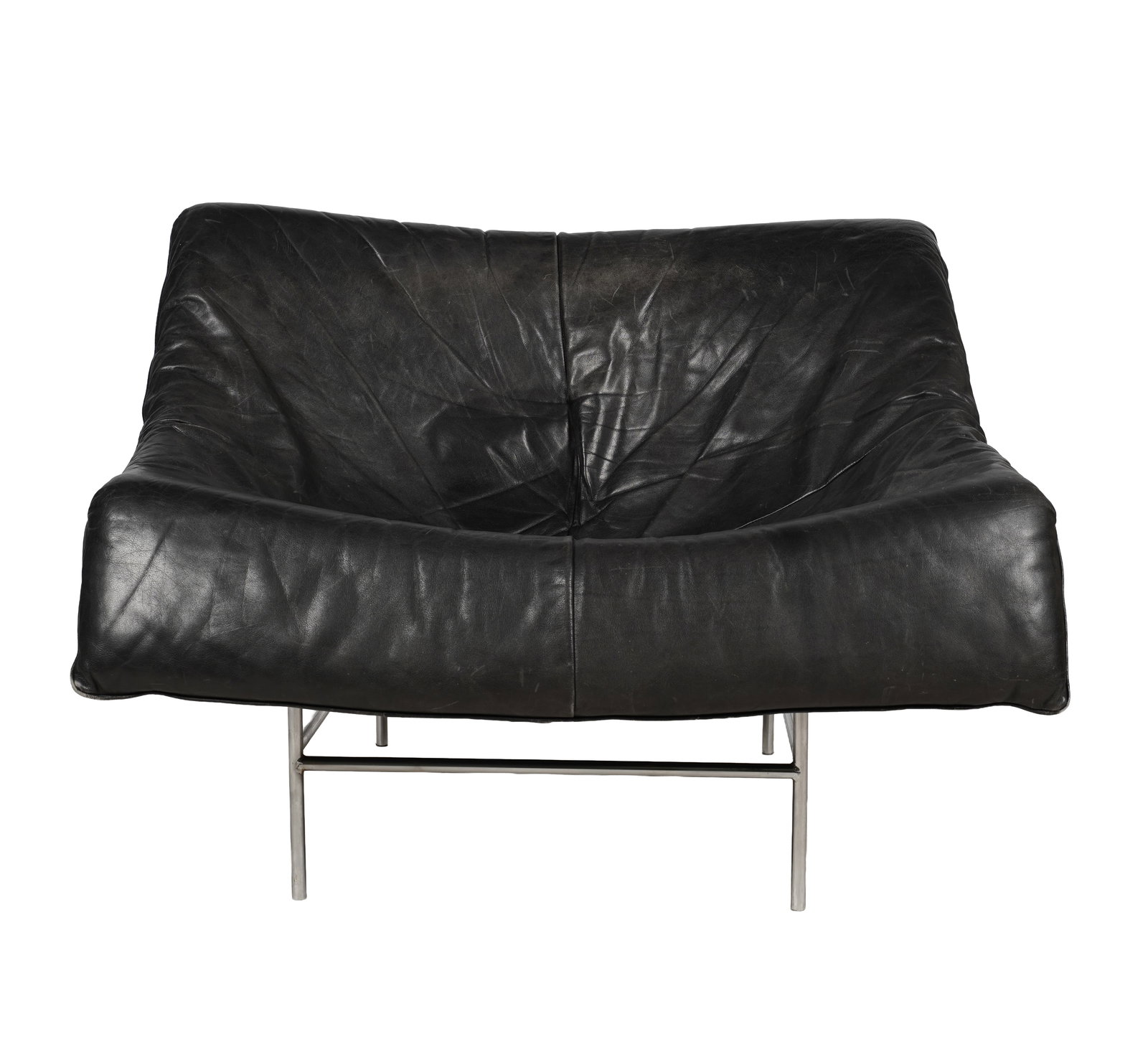 Restoration Hardware Leather Sling Club Chair: with label to underside, 29 x 40 x 37 in, seat height: 17 in.