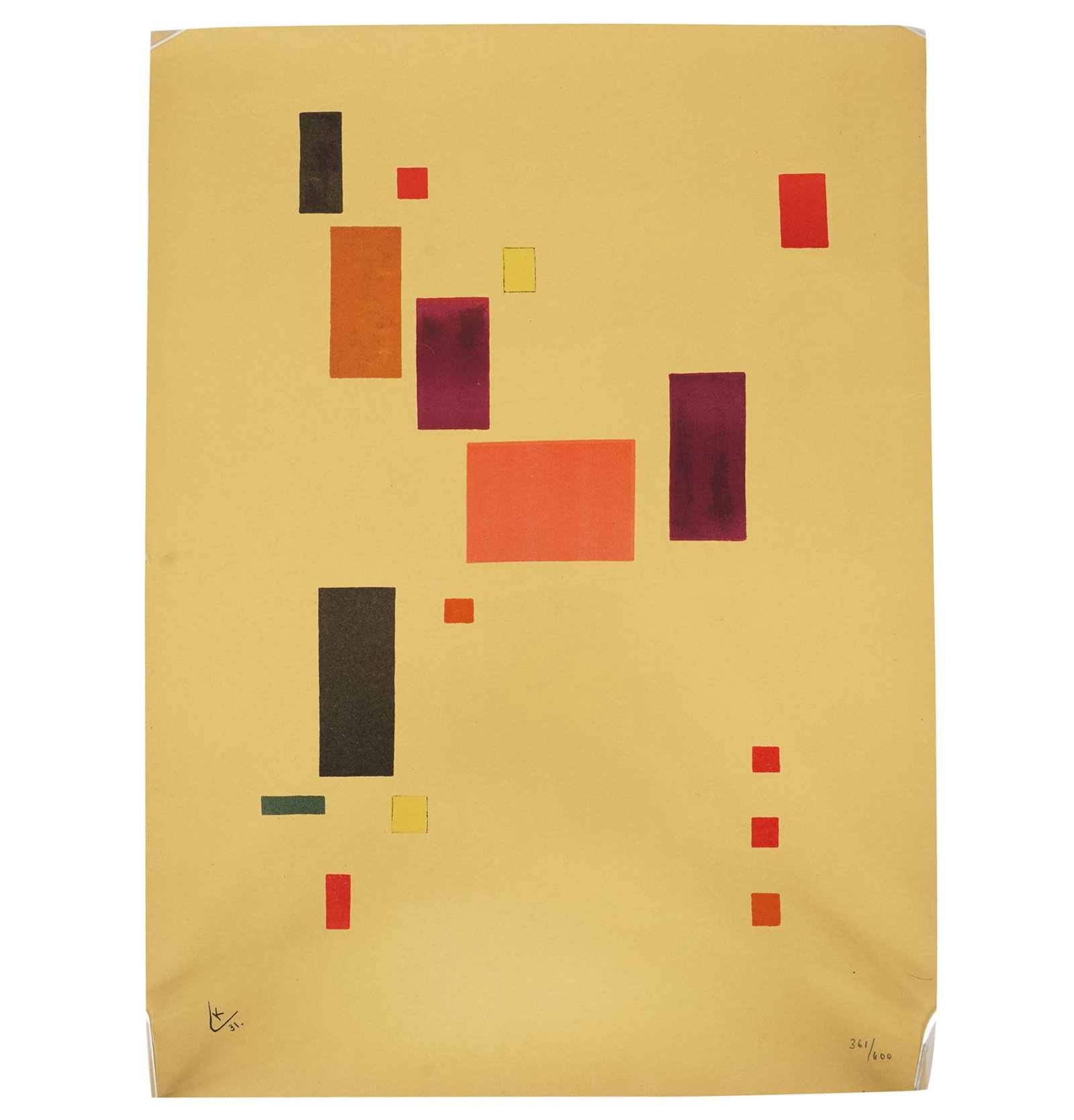 Wassily Kandinsky (1886-1944), Rectangles on Yellow: lithograph on paper, signed, numbered 361/600, 15 x 11 in.