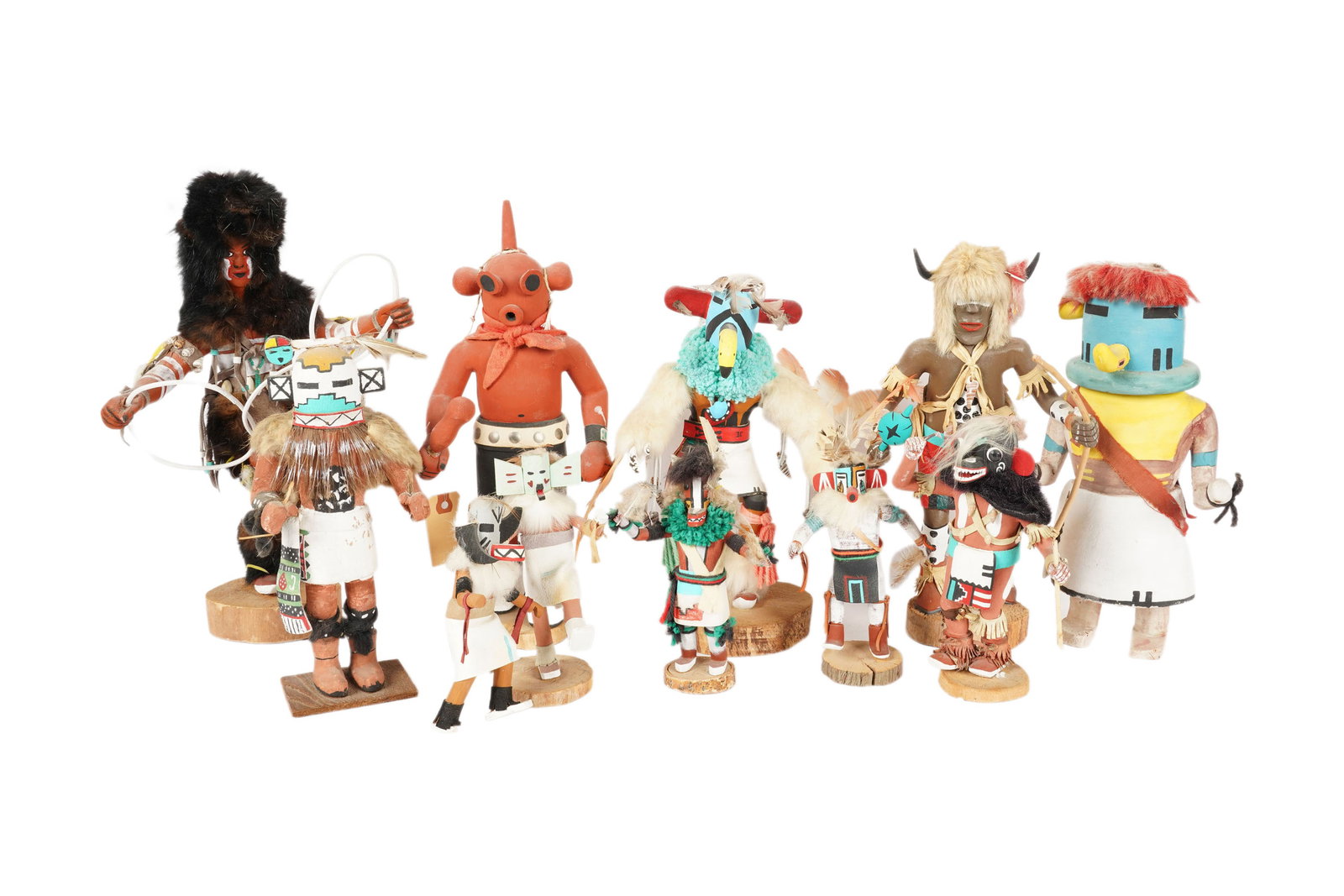 Collection of Eleven Kachina Dolls: Ranging from 6 1/2 in. to 15 in.