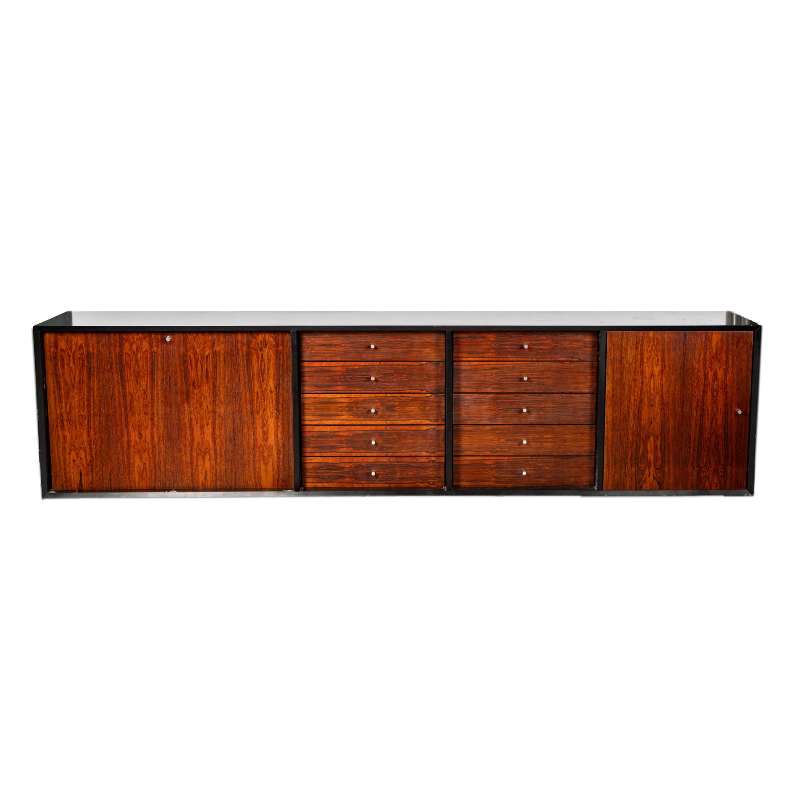 Rosewood and Ebonized Floating Sideboard: 25 1/2 x 103 1/2 x 17 1/4