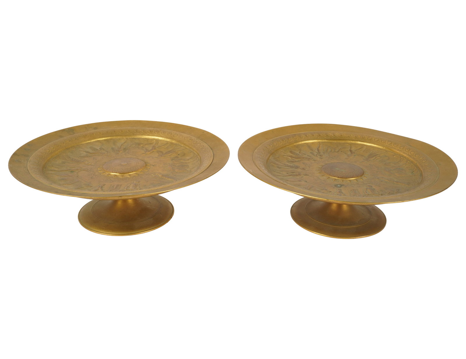 Pair of Barbedienne Gilt Bronze Tazza: each: 3 1/4 x 10 1/2 x 10 1/2 in.
