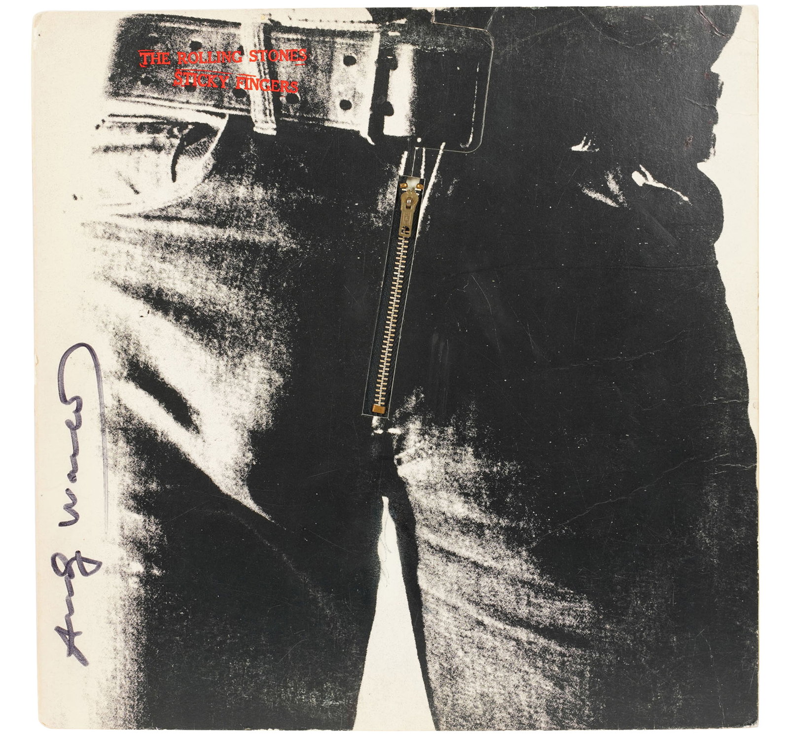 Andy Warhol (AMERICAN, 1928-1987): Signed 1971 Rolling Stones Sticky Finger Record (1 of 8)