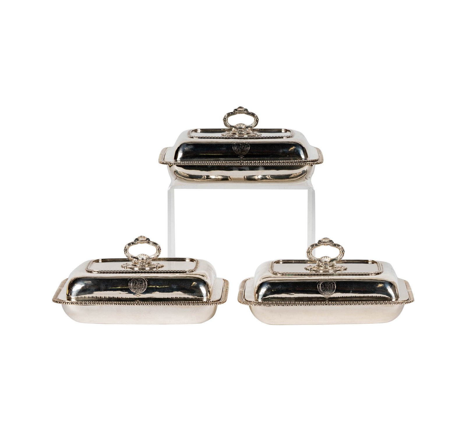 A Set of Three English Silver Entree Dishes and Covers (1 of 18)
