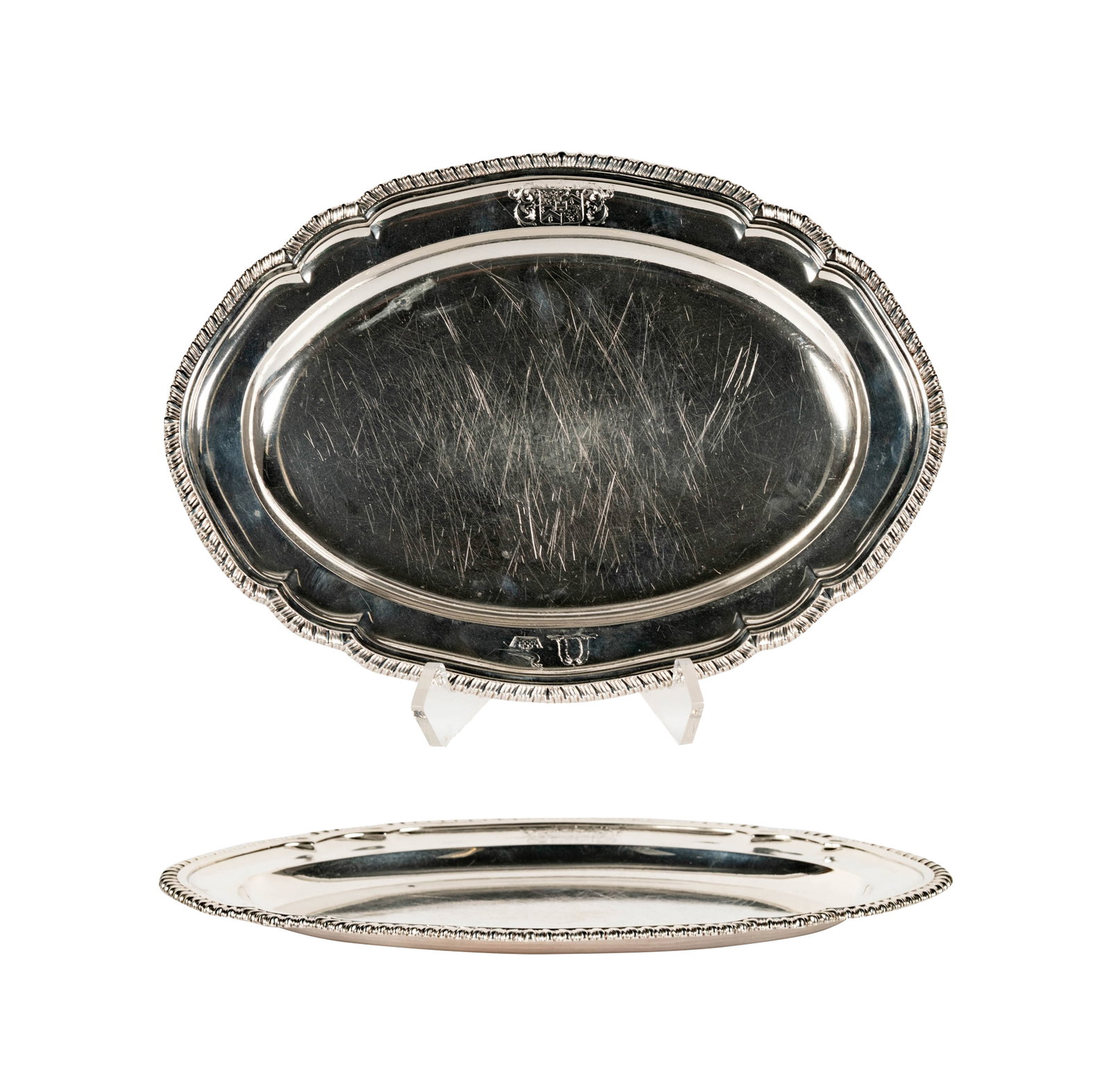 A Paul Storr Silver Oval Meat Platter: mark of Paul Storr, London 1824, 10 x 14 in., approximately 1,108 grams private collection Montecito, Ca.