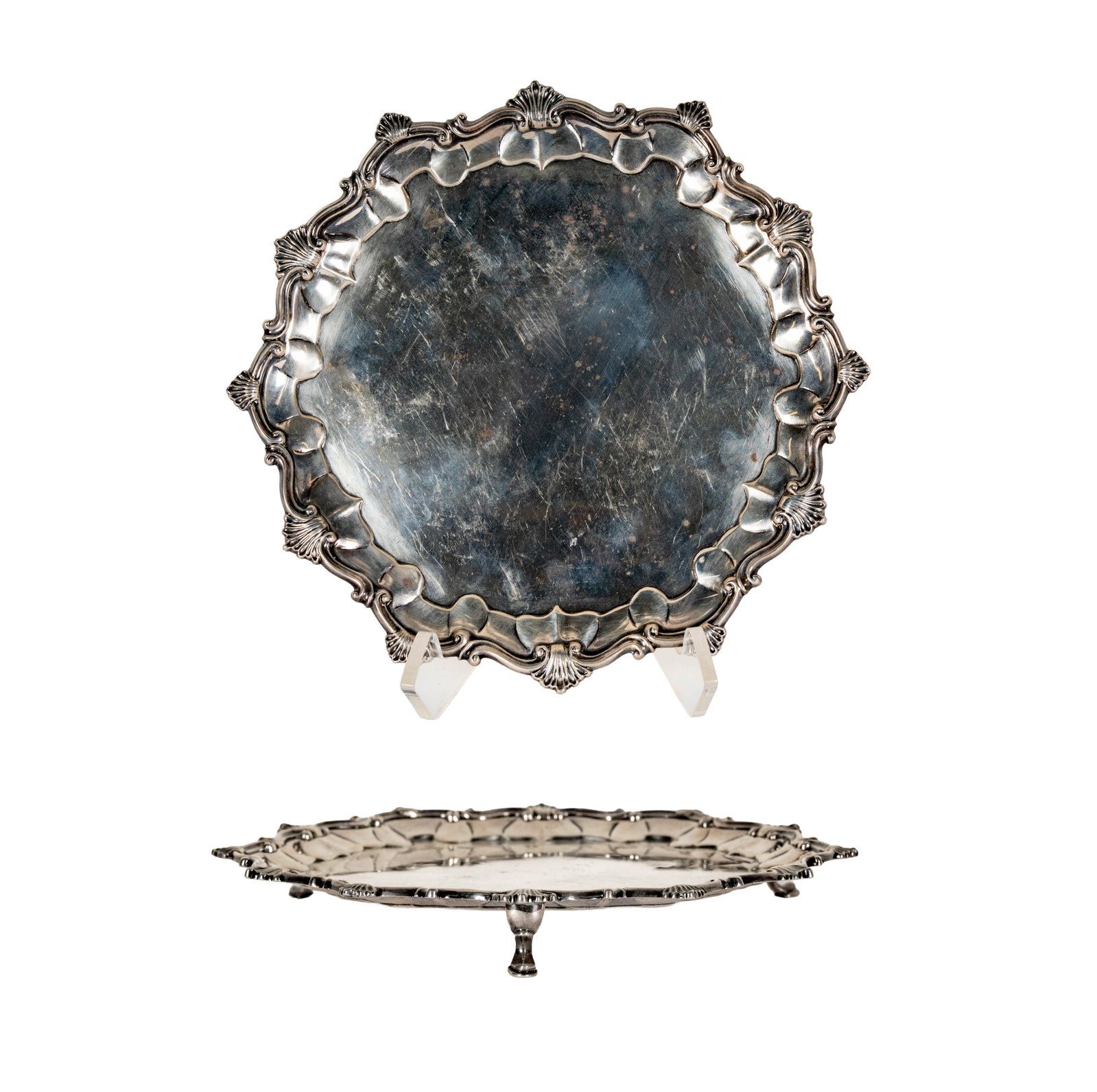 An English Regency Sterling Salver: William Eaton, London, 1815 (marked to underside), approximately 561 grams, 1 1/2 x 10 1/2 in.
