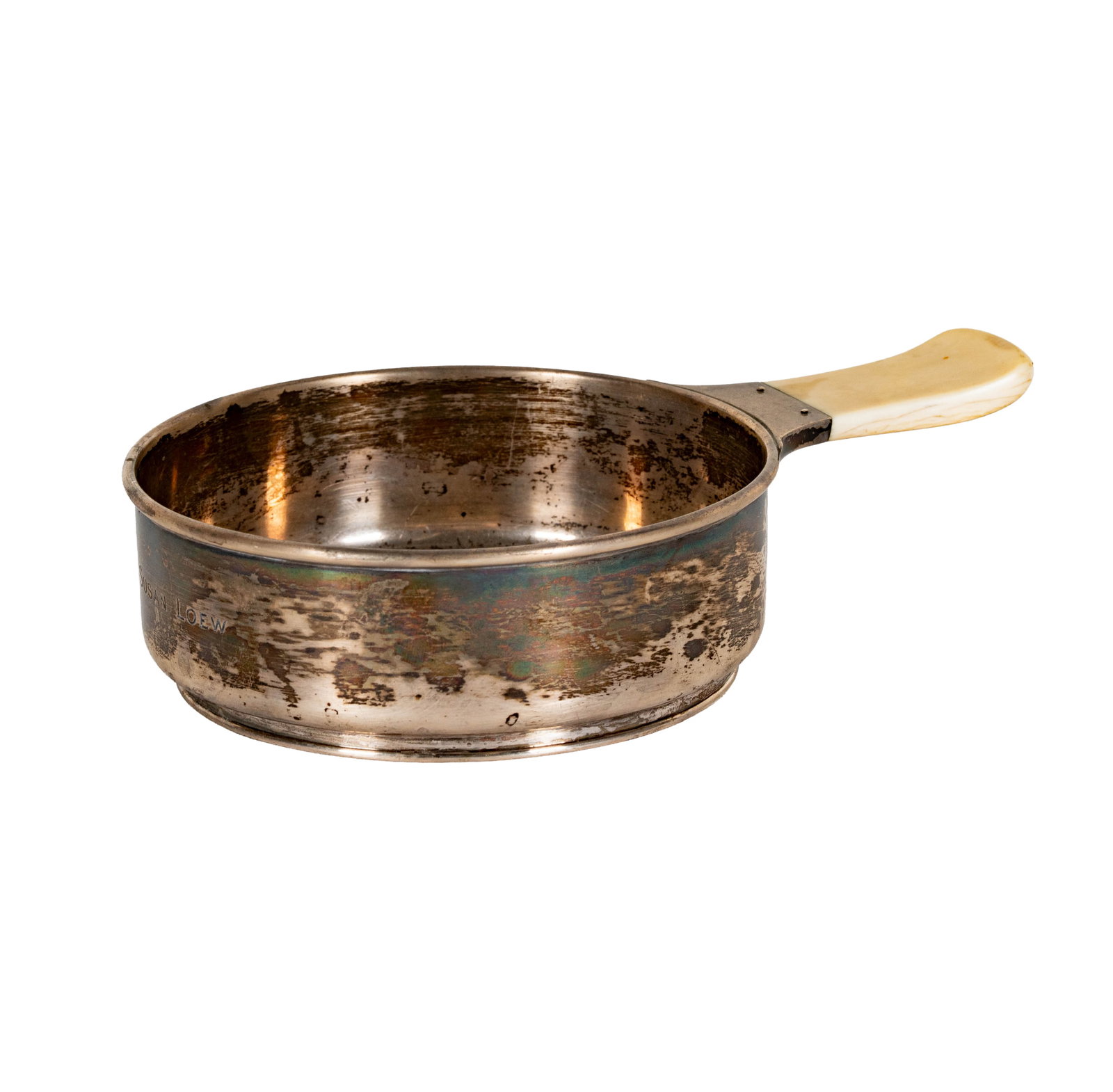 A Tiffany and Co. Sterling Porringer: New York, Ny, 1907-1947, pattern number 21985 (marked to underside); with bone handle, approximately 219 grams gross, 1 1/2 x 7 1/2 in.