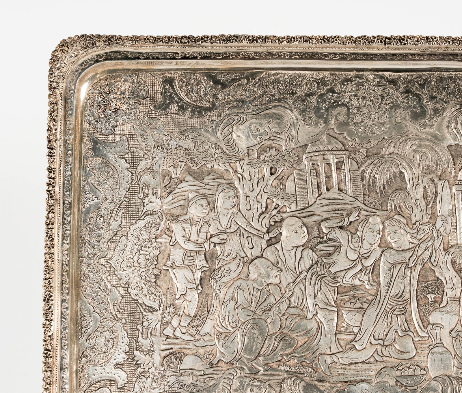 A Persian 84-Standard Silver Rectangular Card Tray - 2
