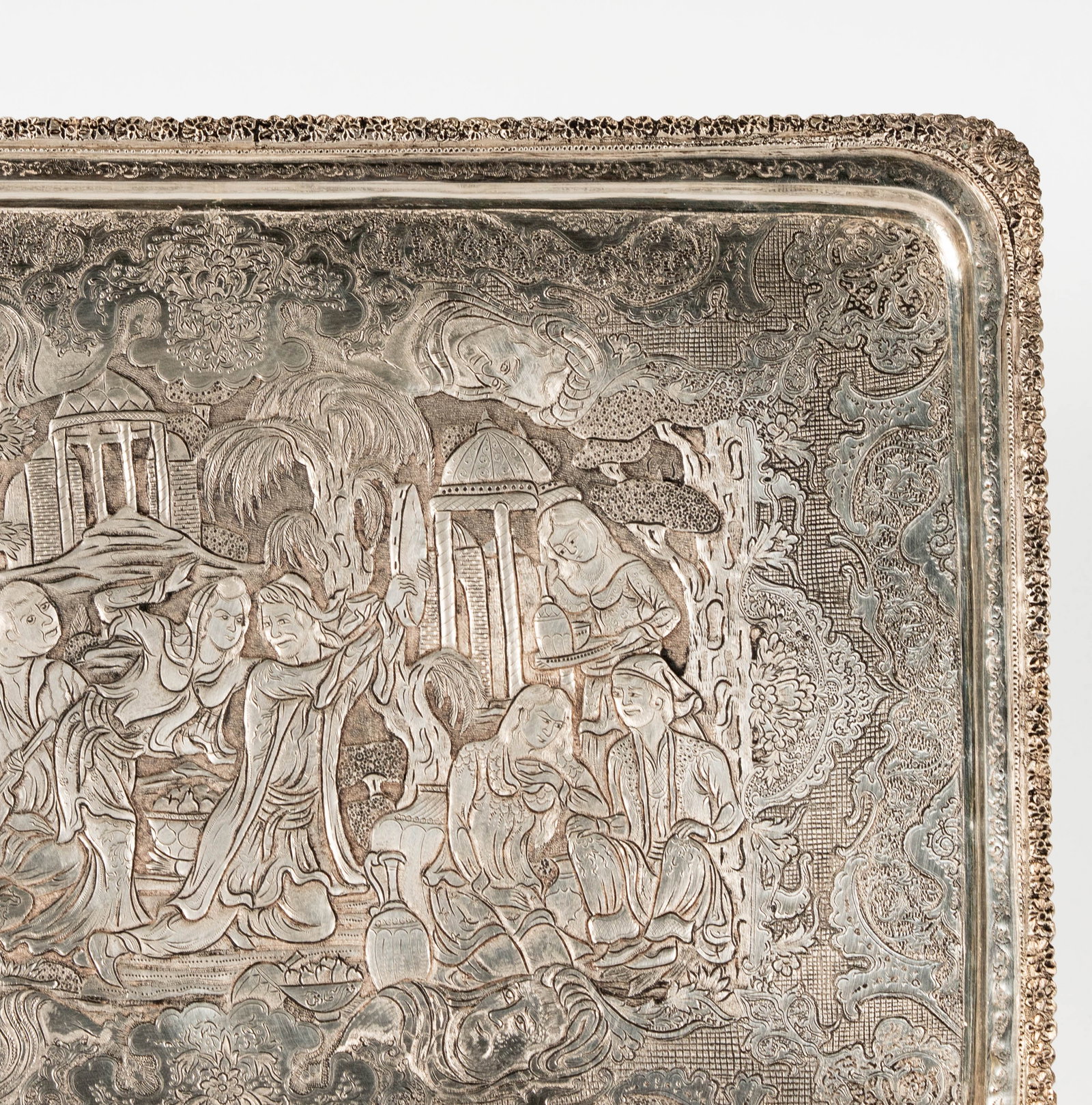 A Persian 84-Standard Silver Rectangular Card Tray - 3
