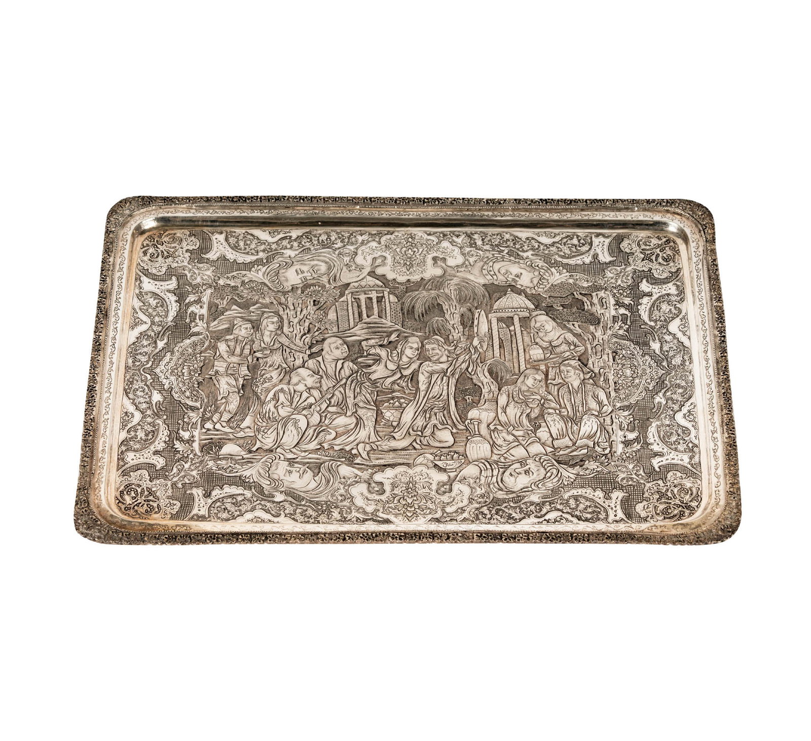 A Persian 84-Standard Silver Rectangular Card Tray - 9
