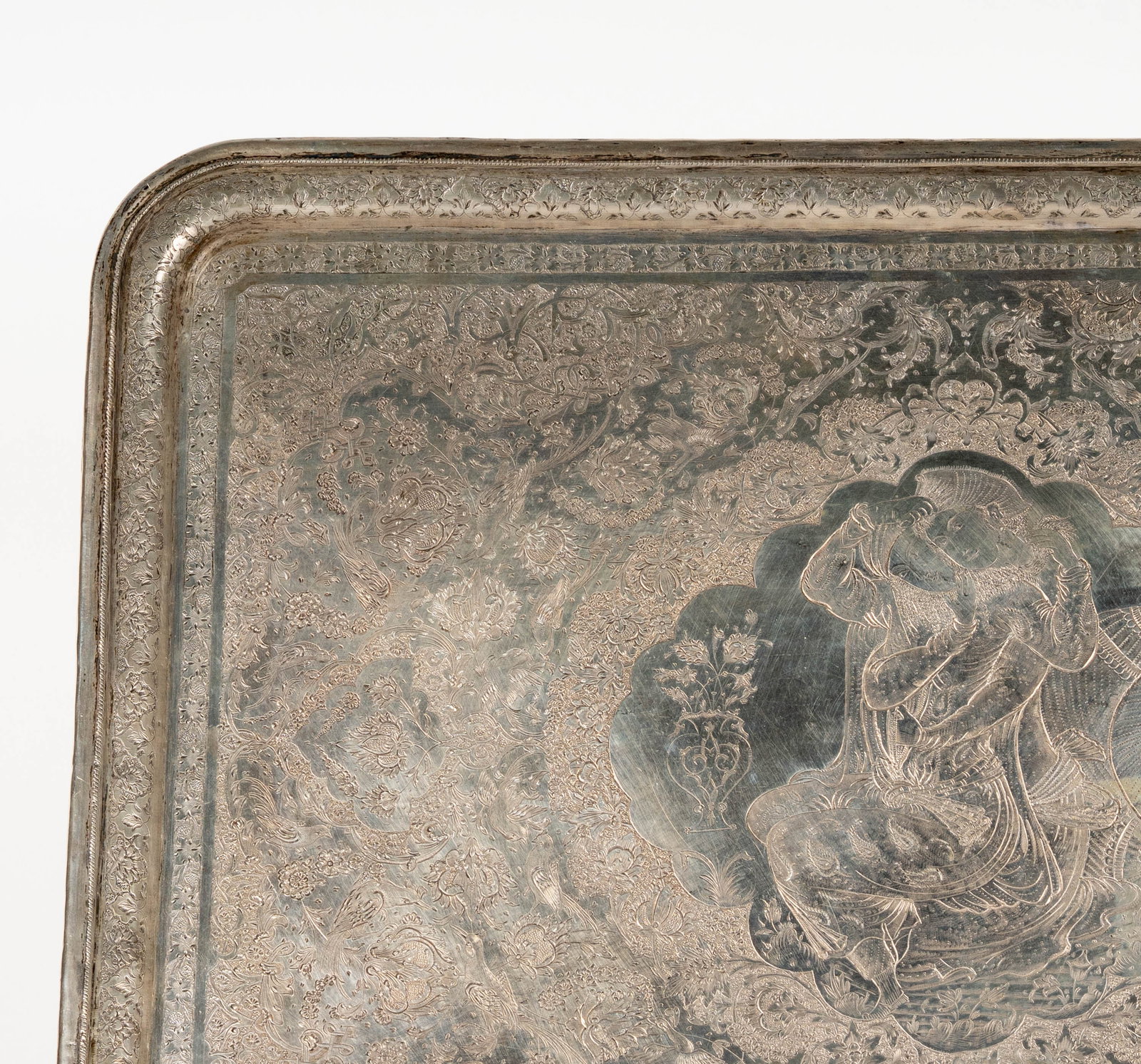 A Persian Silver Rectangular Tray - 2