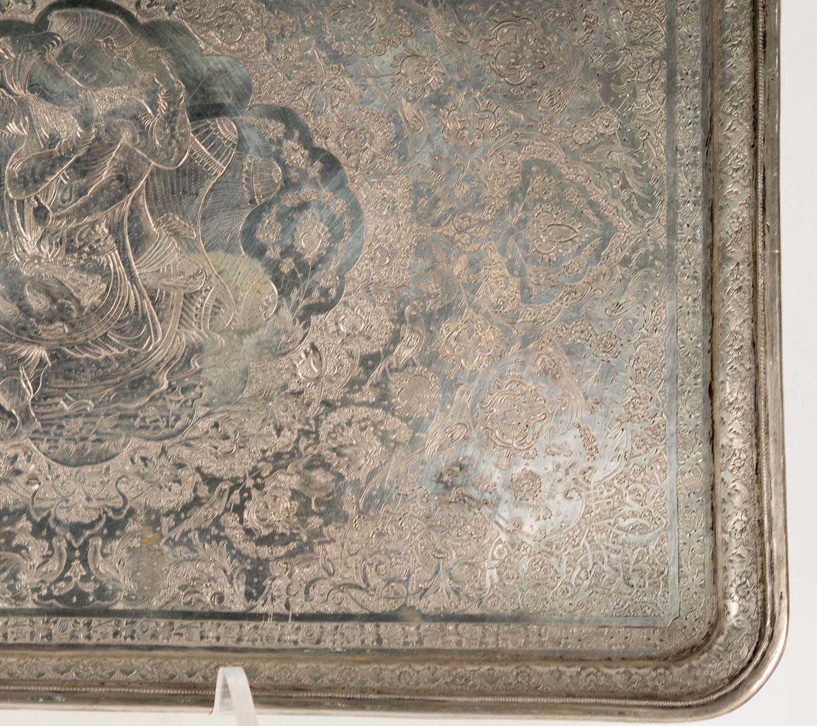 A Persian Silver Rectangular Tray - 4