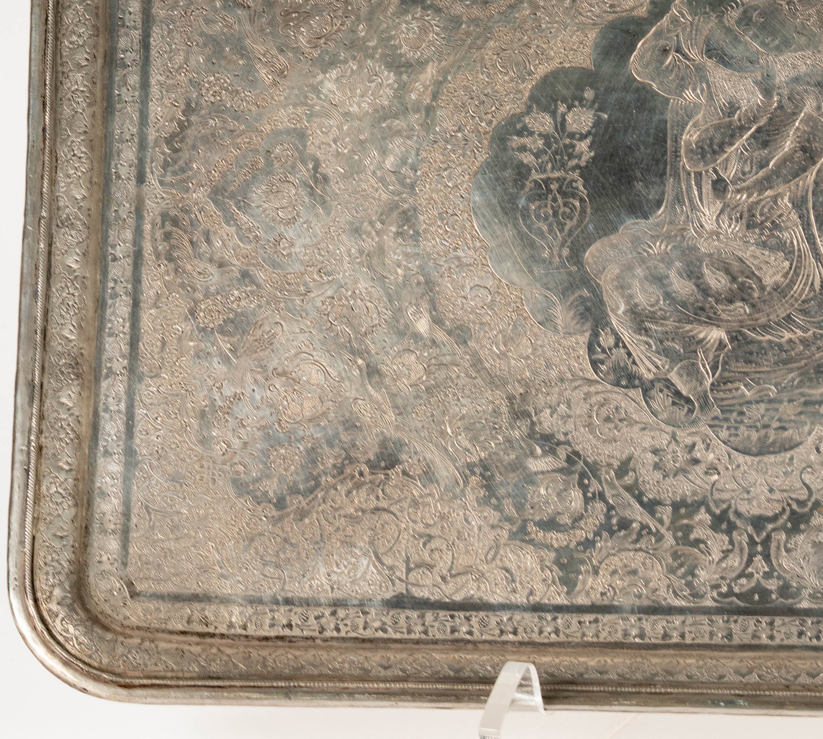 A Persian Silver Rectangular Tray - 5