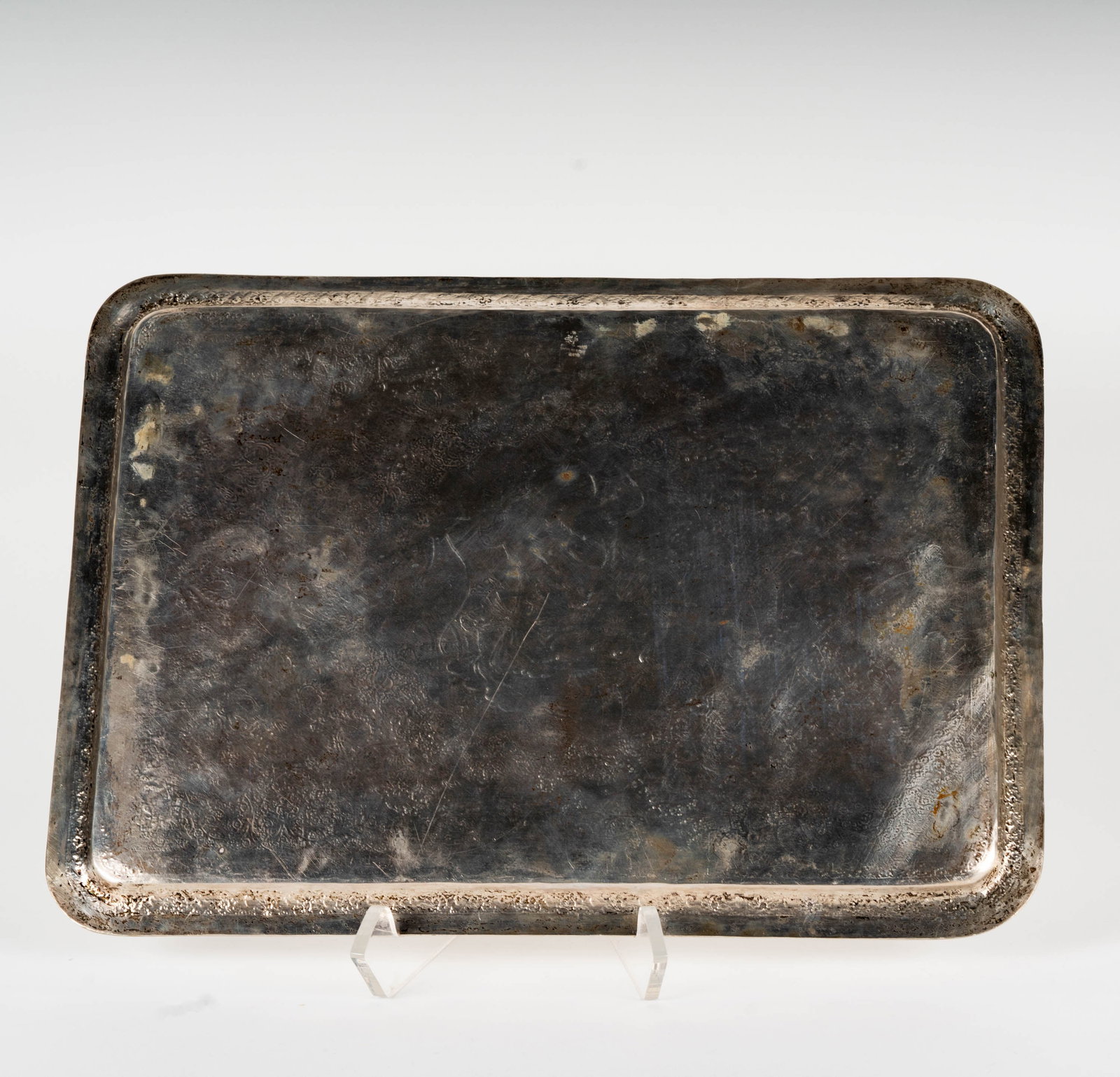 A Persian Silver Rectangular Tray - 7