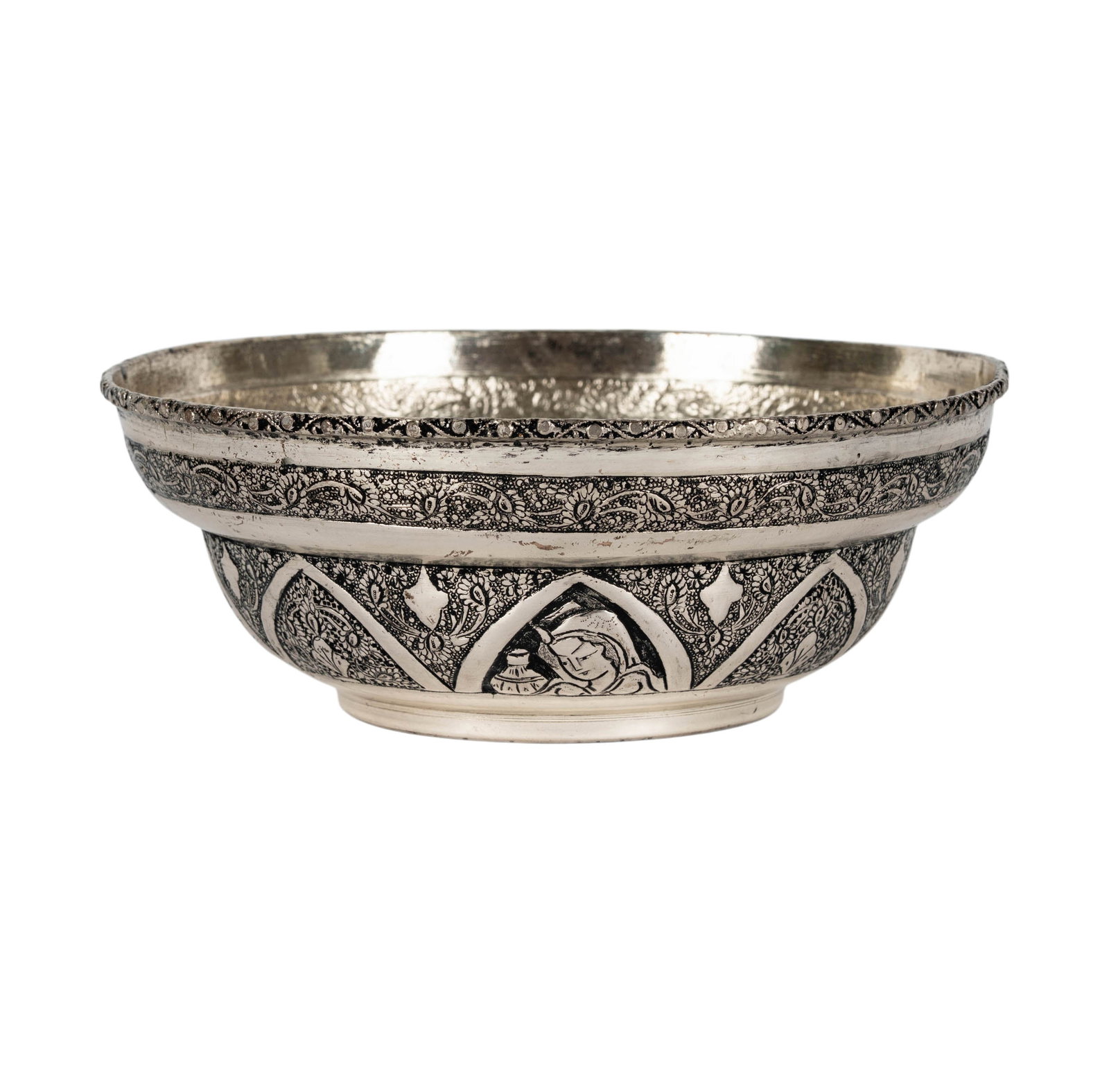 A Round Persian Silver Bowl: 3 x 7 1/2, approximately 400 grams