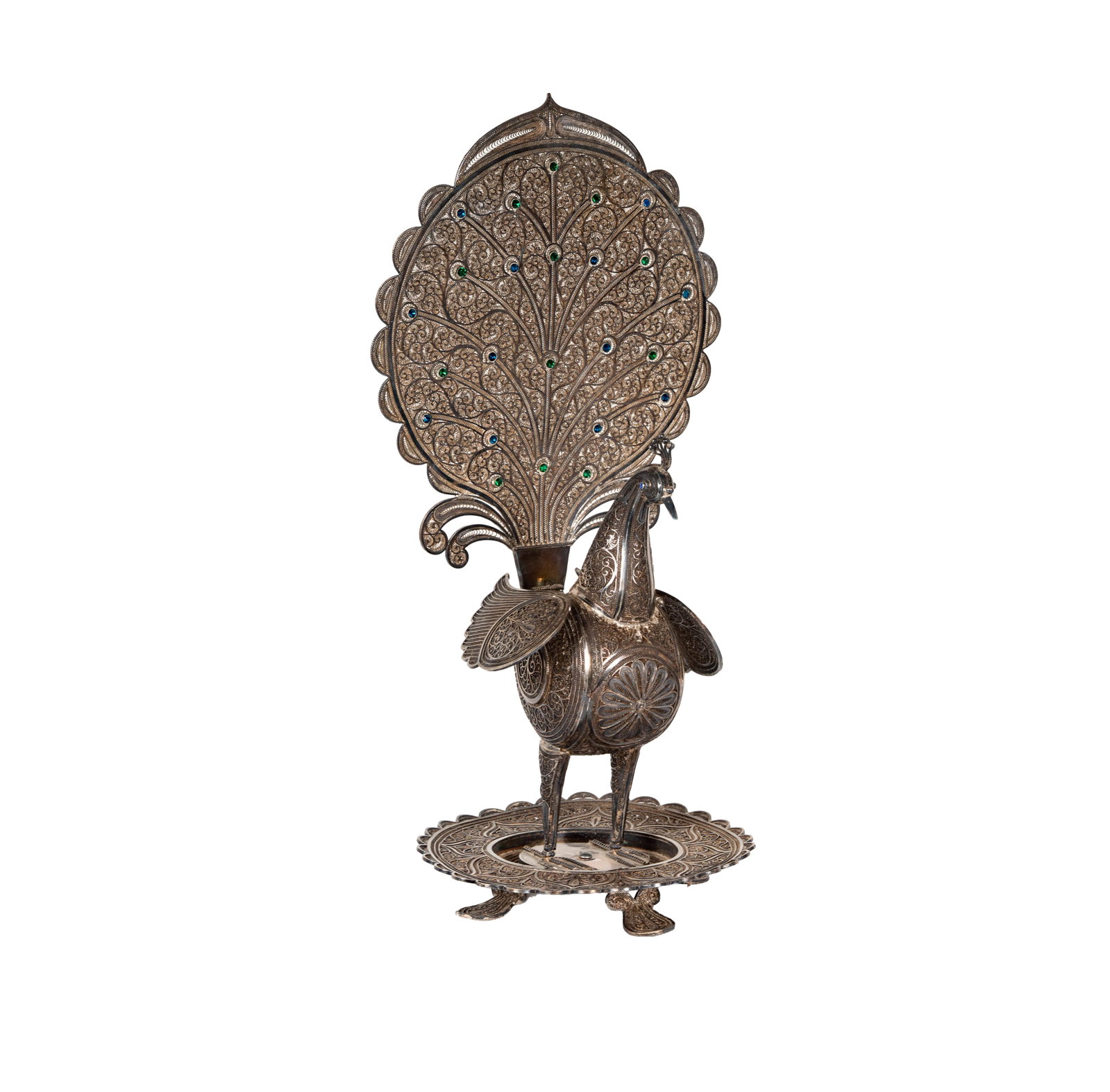 A Persian Silver Filigree Peacock Sculpture (1 of 12)