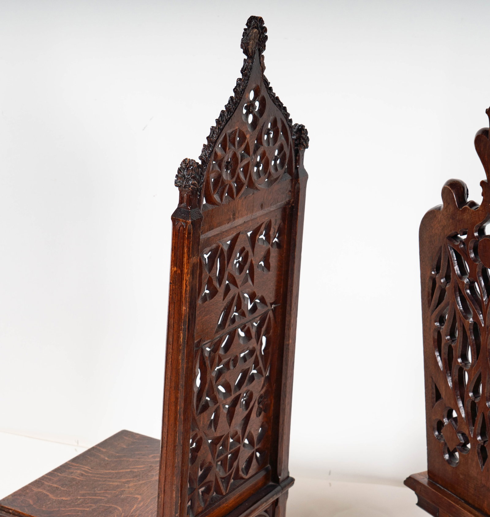 Two Assorted Gothic Hall Chairs - 8
