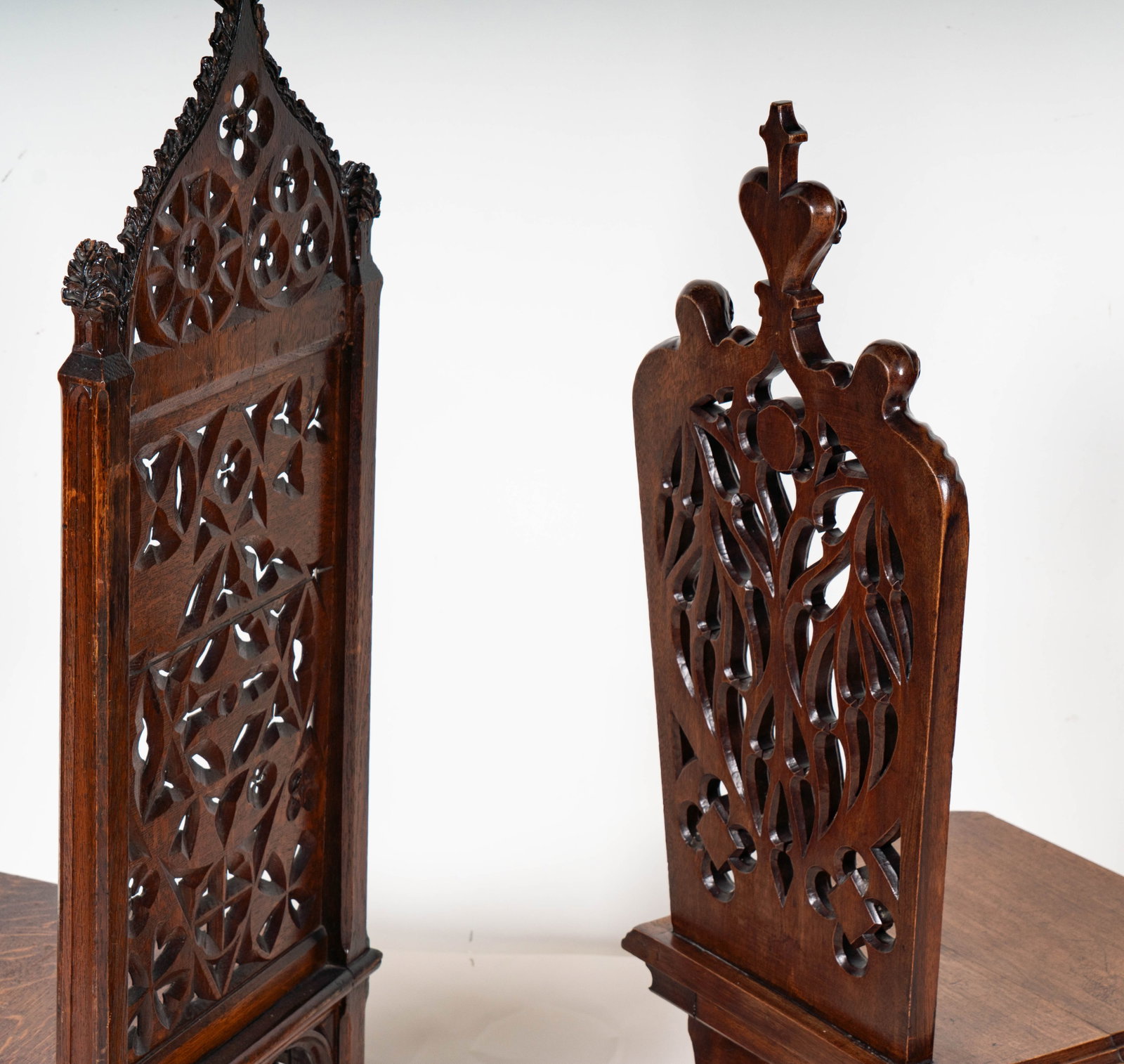 Two Assorted Gothic Hall Chairs - 9