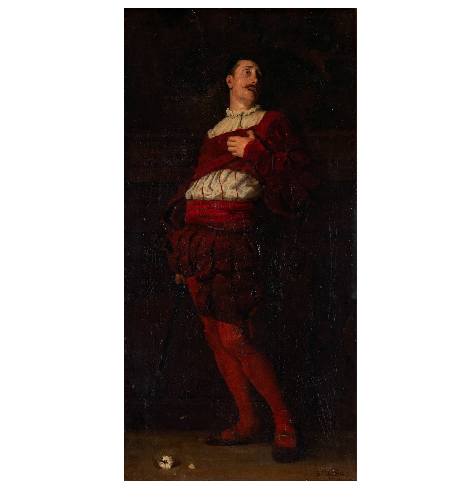 Joseph Dwight Strong (American, 1852 - 1900): An Actor: oil on canvas, signed lower right, canvas: 39 x 20 in., frame: 48 x 30 in.