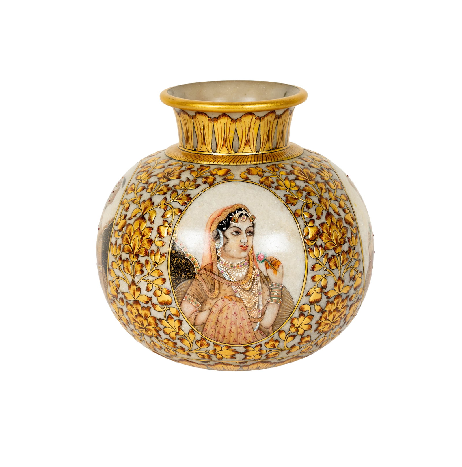 A Persian Marble Enameled Vase: 8 x 8 in.