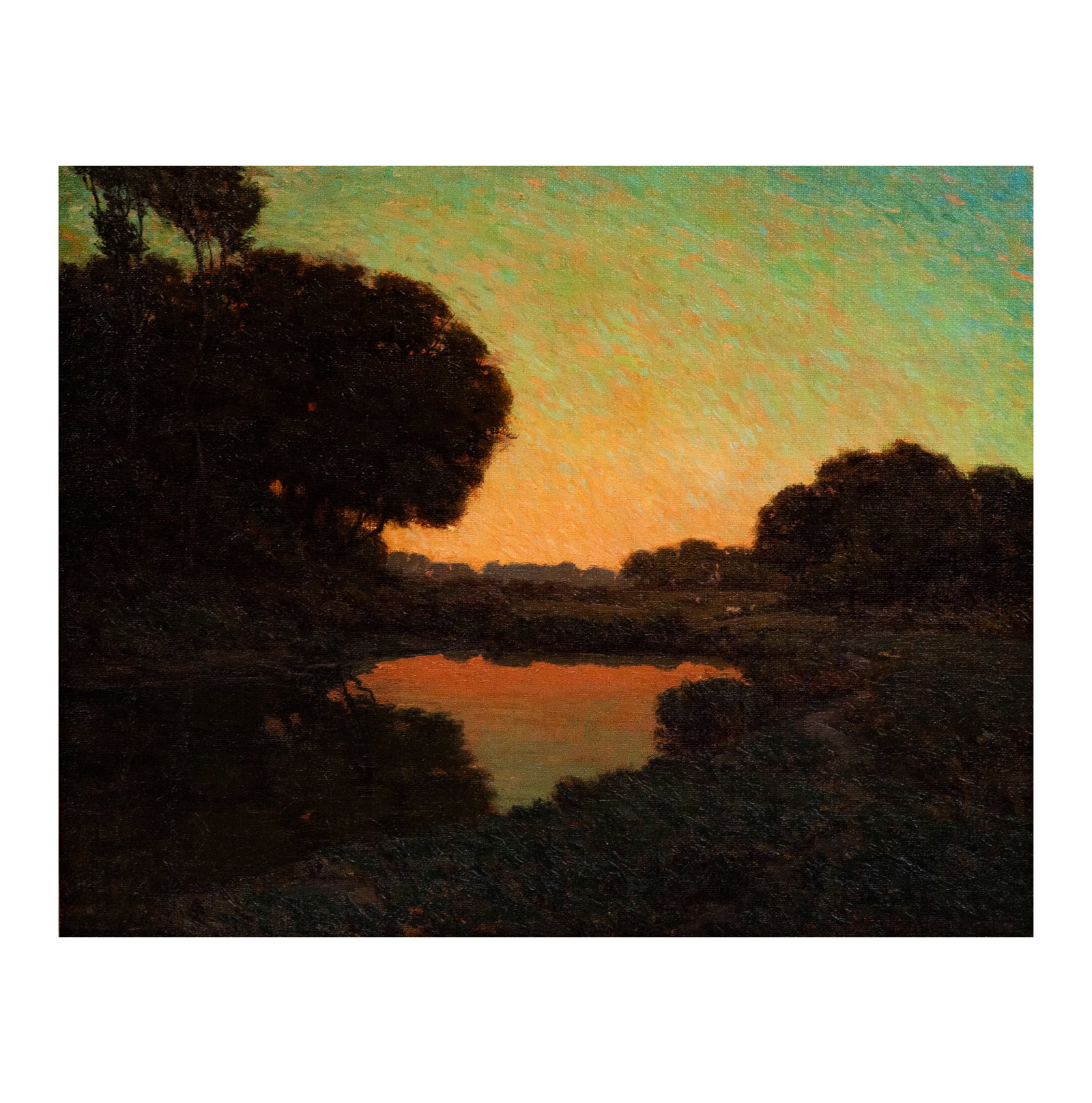 Granville Redmond (California 1871-1935): Pond at Twilight: oil on canvas, 1911, signed and dated lower right, 24 x 30 in. frame., 34 x 39 1/2 in. An Important Beverly Hills Estate, The Redfern Gallery, Laguna Beach