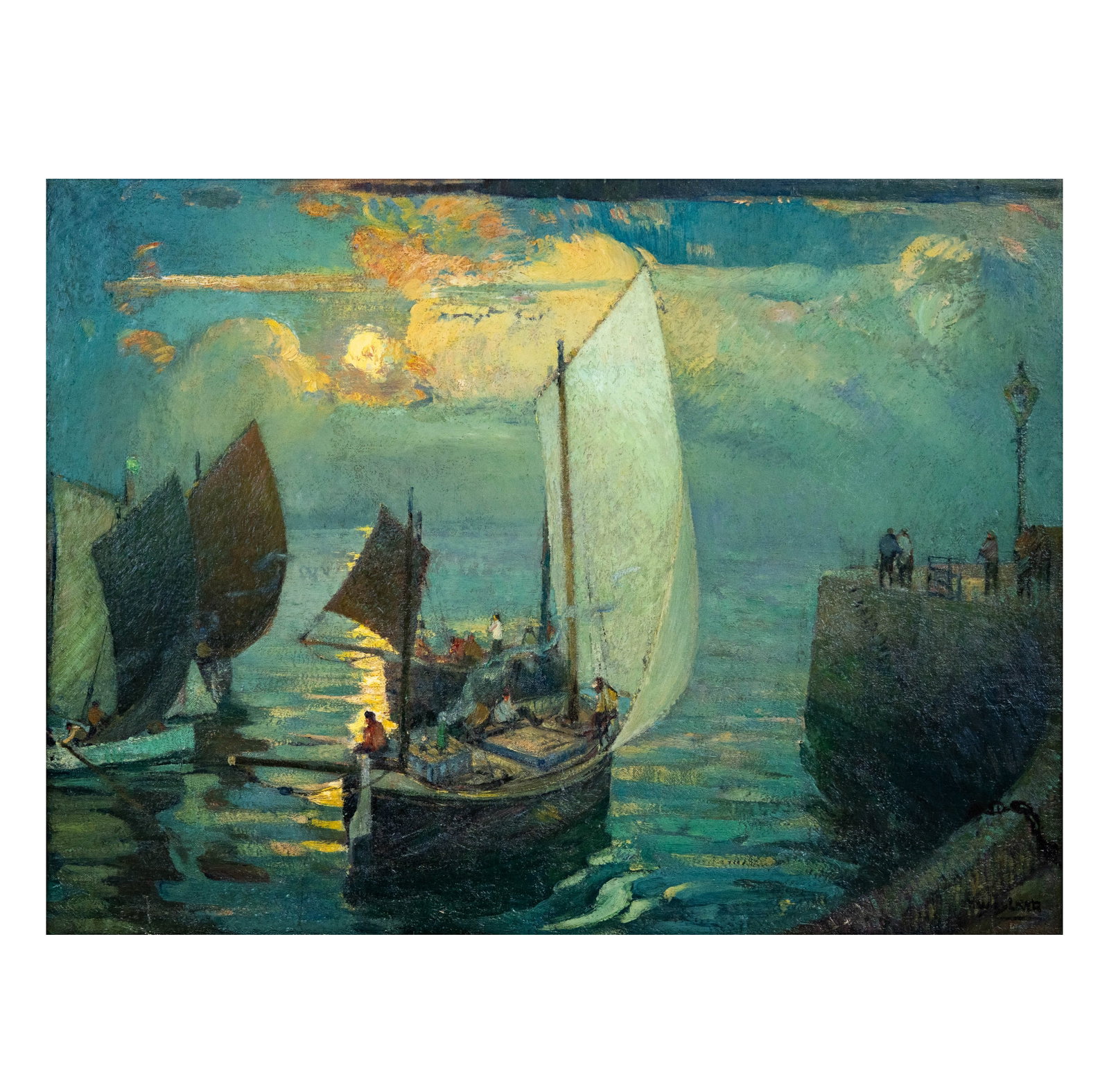 Hayley Lever (American, 1876-1958): Harbor by Moonlight, St. Ives (1 of 12)