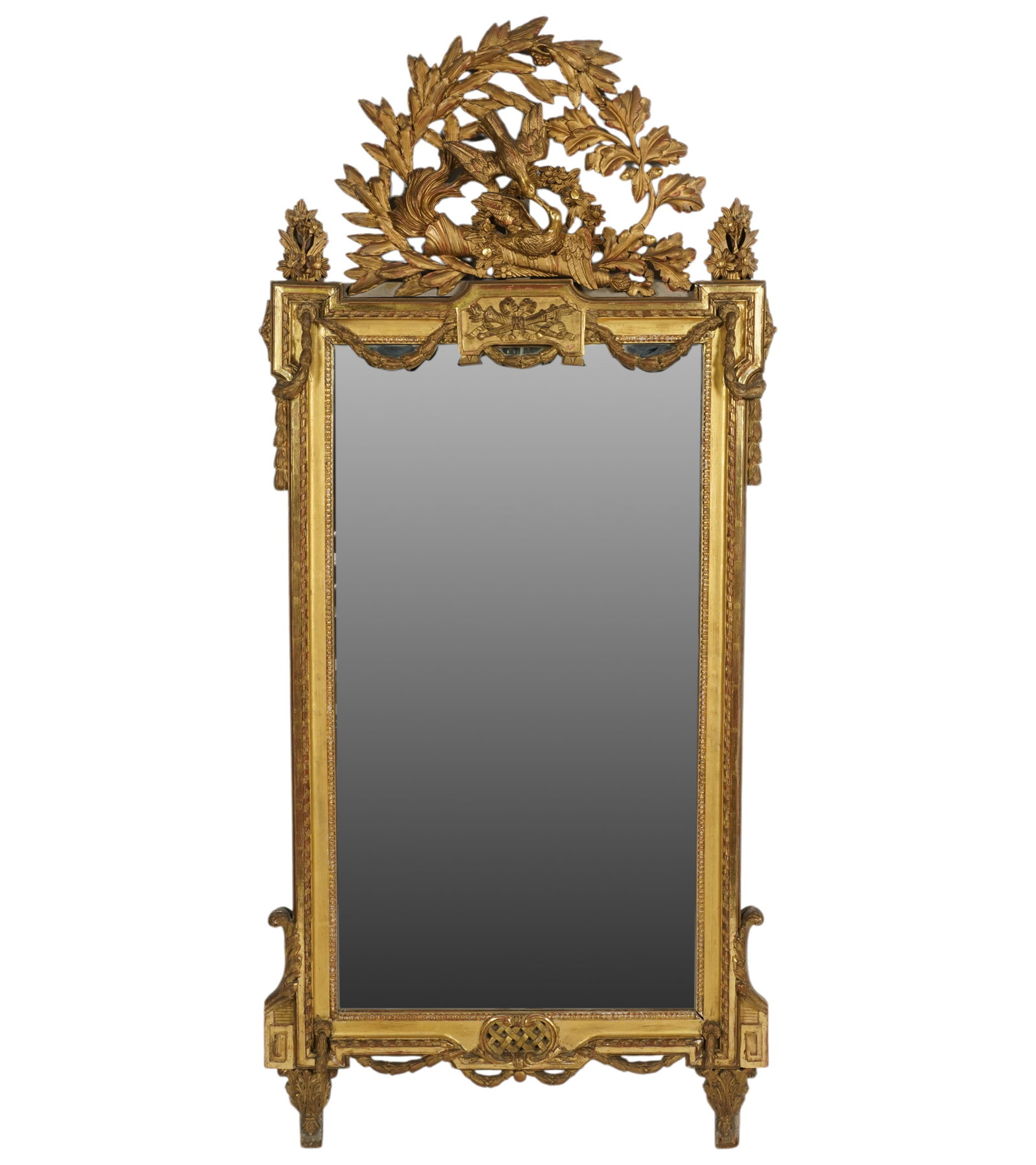 Neoclassical Carved Giltwood Mirror: 78 x 35 x 3 in.