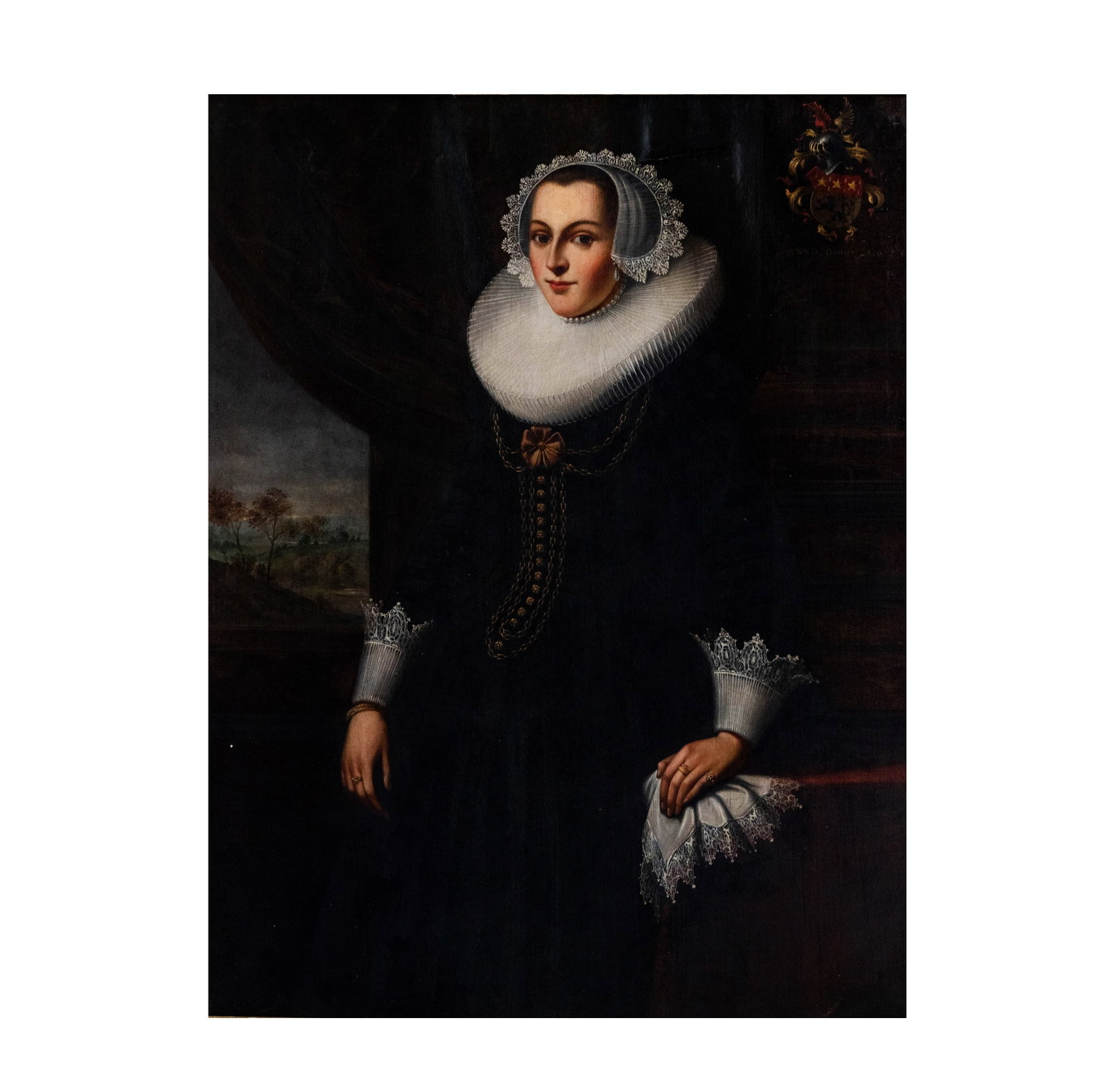 Jan Anthonisz Van Ravesteijn (c. 1572 - 1657): Portrait of a Woman: oil on canvas, unsigned, 51 1/2 x 39 1/2 in. (130.8 x 100.3 cm.) frame: 66 x 44 in. (167.6 x 111.8 cm.)