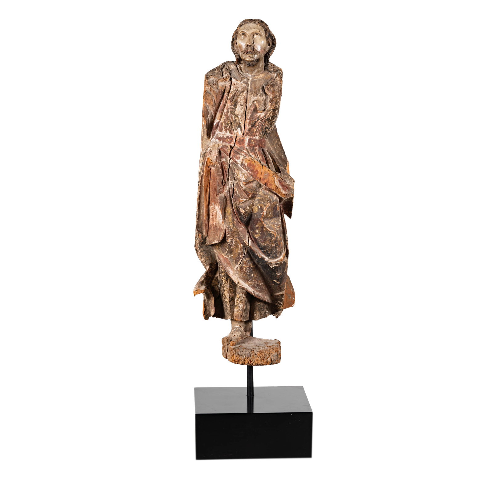An Italian Renaissance Carved Wood Figure of Christ: 16th century, on a later stand, 54 1/2 in. high, Overall: 64 in. high Property from a Santa Fe, New Mexico Estate.