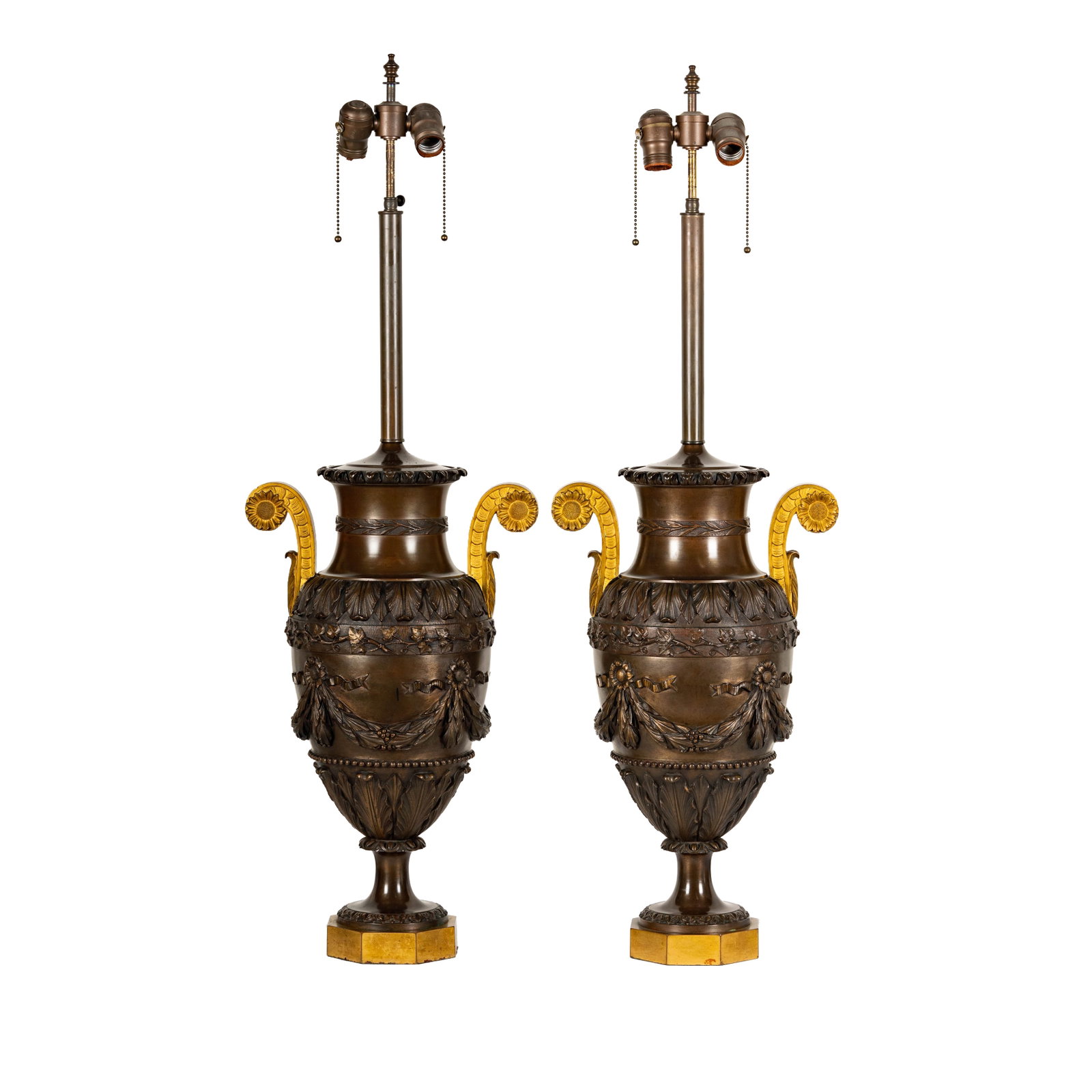 Pair of Bronze and Gilt Bronze Urn-Form Table Lamps (1 of 15)