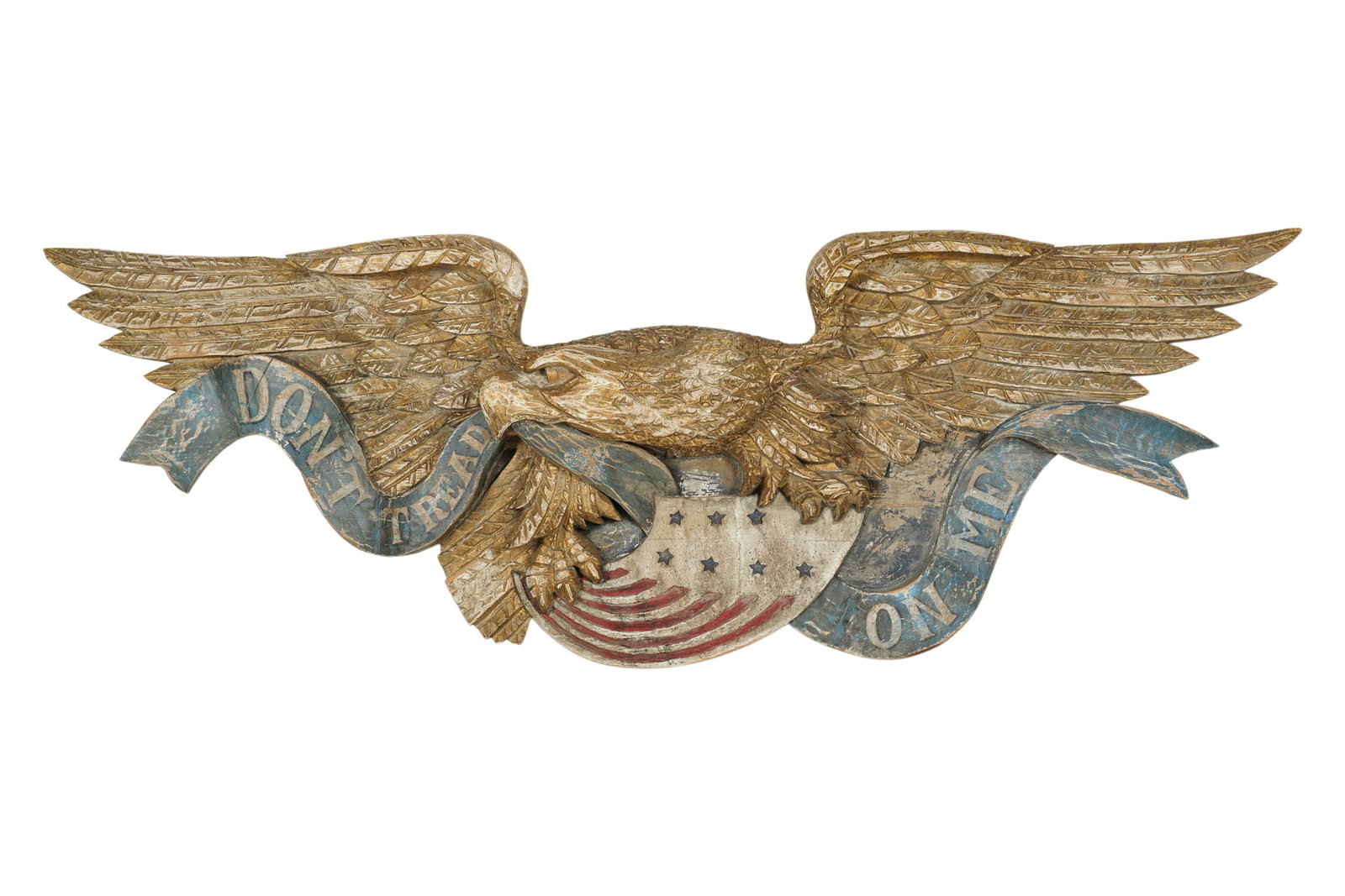 A Large Early American Carved and Polychrome Eagle Plaque (1 of 8)