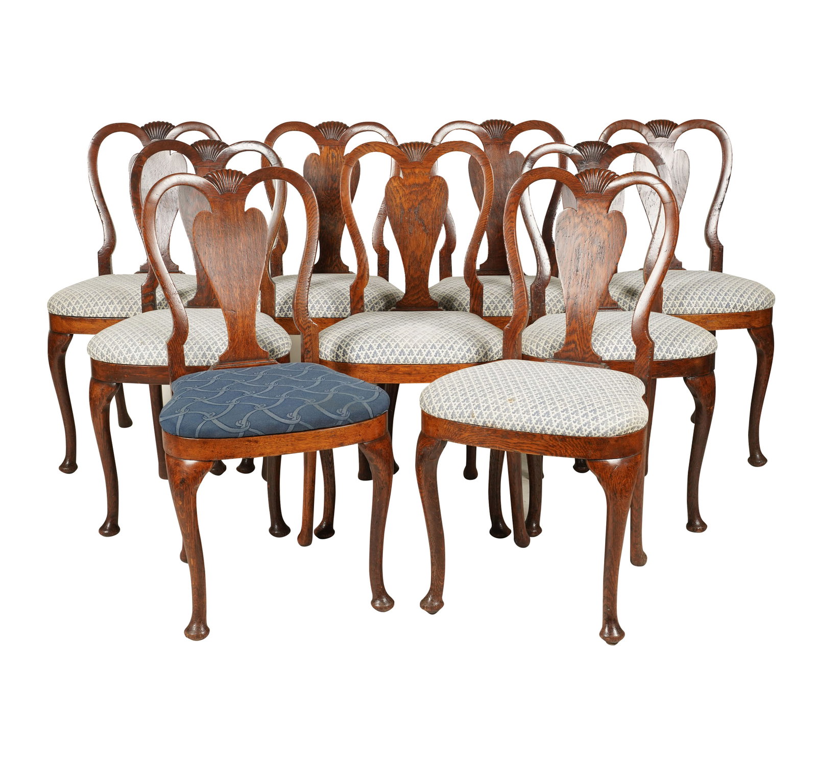 A Set of Georgian Oak and Fortuny Dining Chairs (1 of 11)