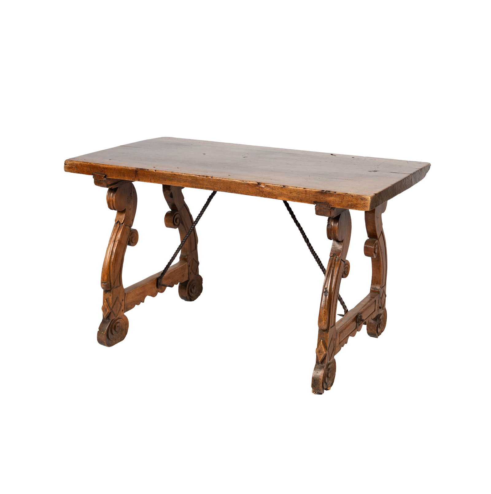 An Antique Spanish Single Plank Walnut Trestle Table (1 of 11)