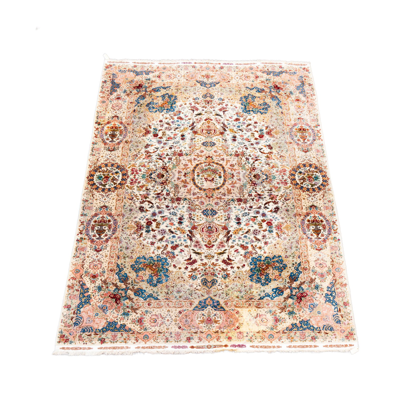A Silk Tabriz Ivory Field Rug 20' x 13' (1 of 19)