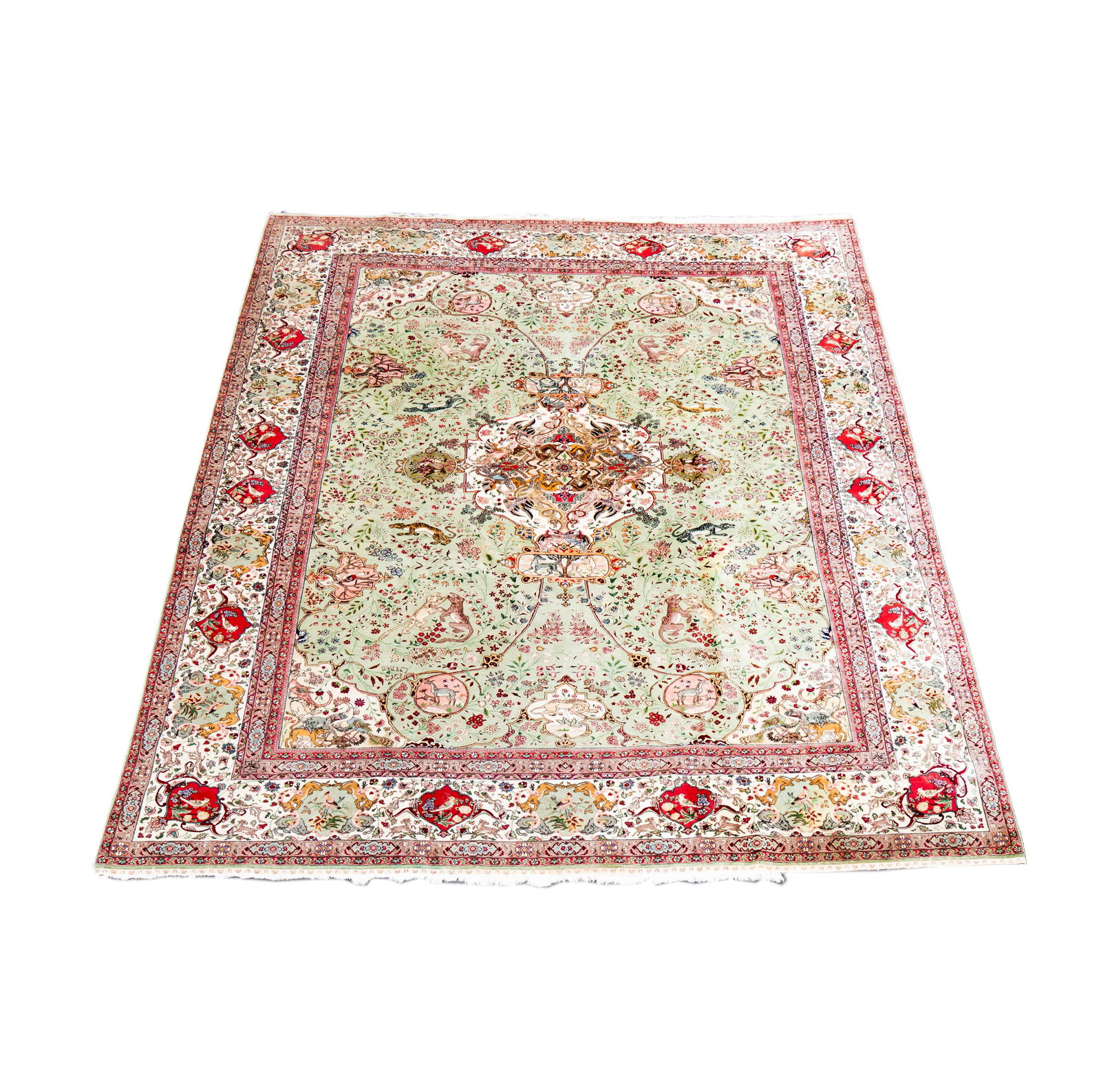 A Silk Green Field Tabriz Area Rug 16'10" x 11'5""" (1 of 16)