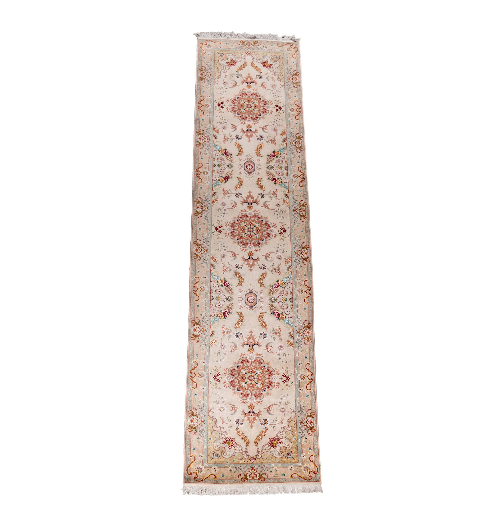 A Tabriz Runner 12'10" x 2'10""": silk and wool, 12'10" x 2'10"