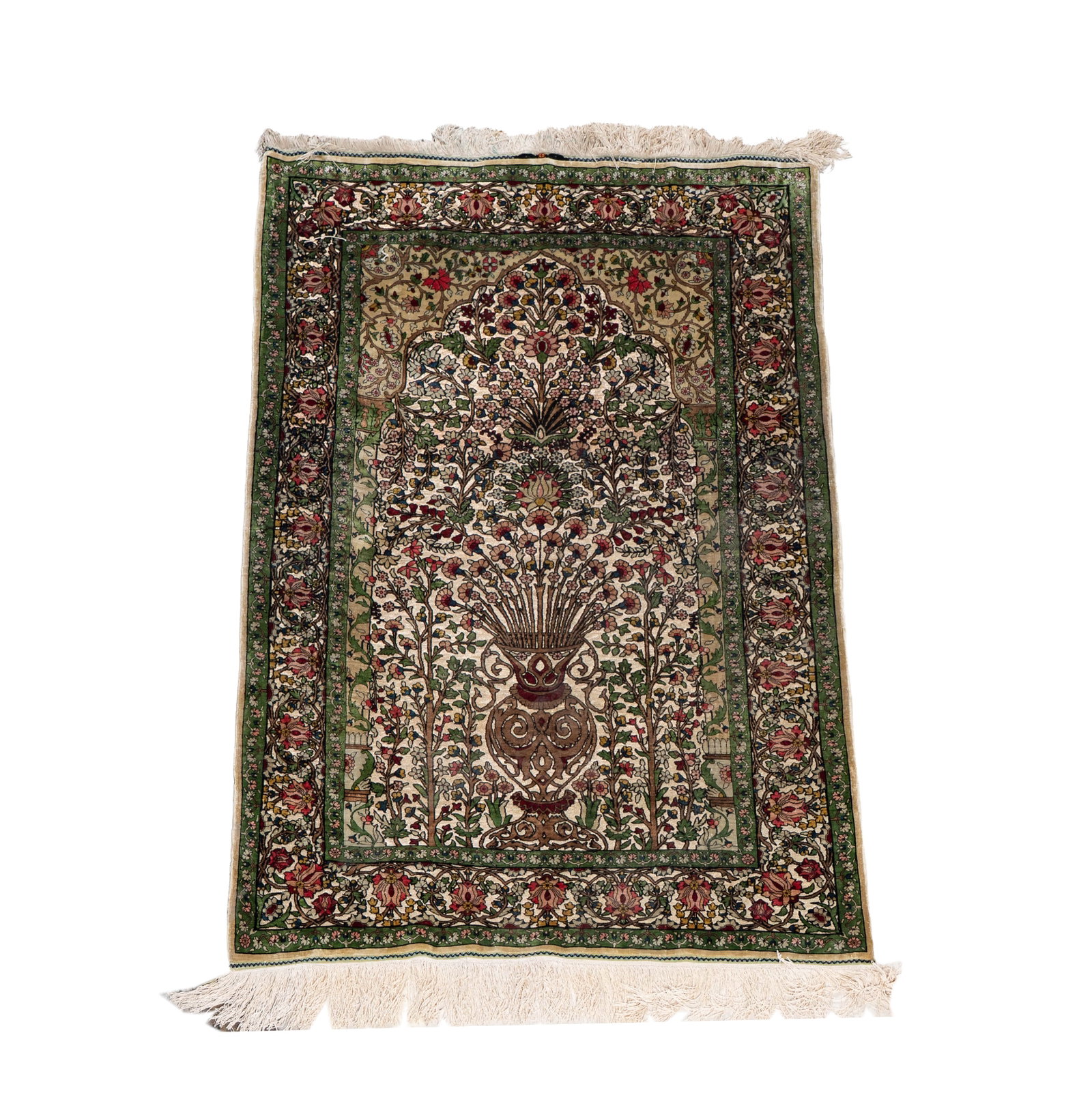 A Kashan Silk and Metallic Prayer Rug 5' x 3'1 1/2"" (1 of 19)